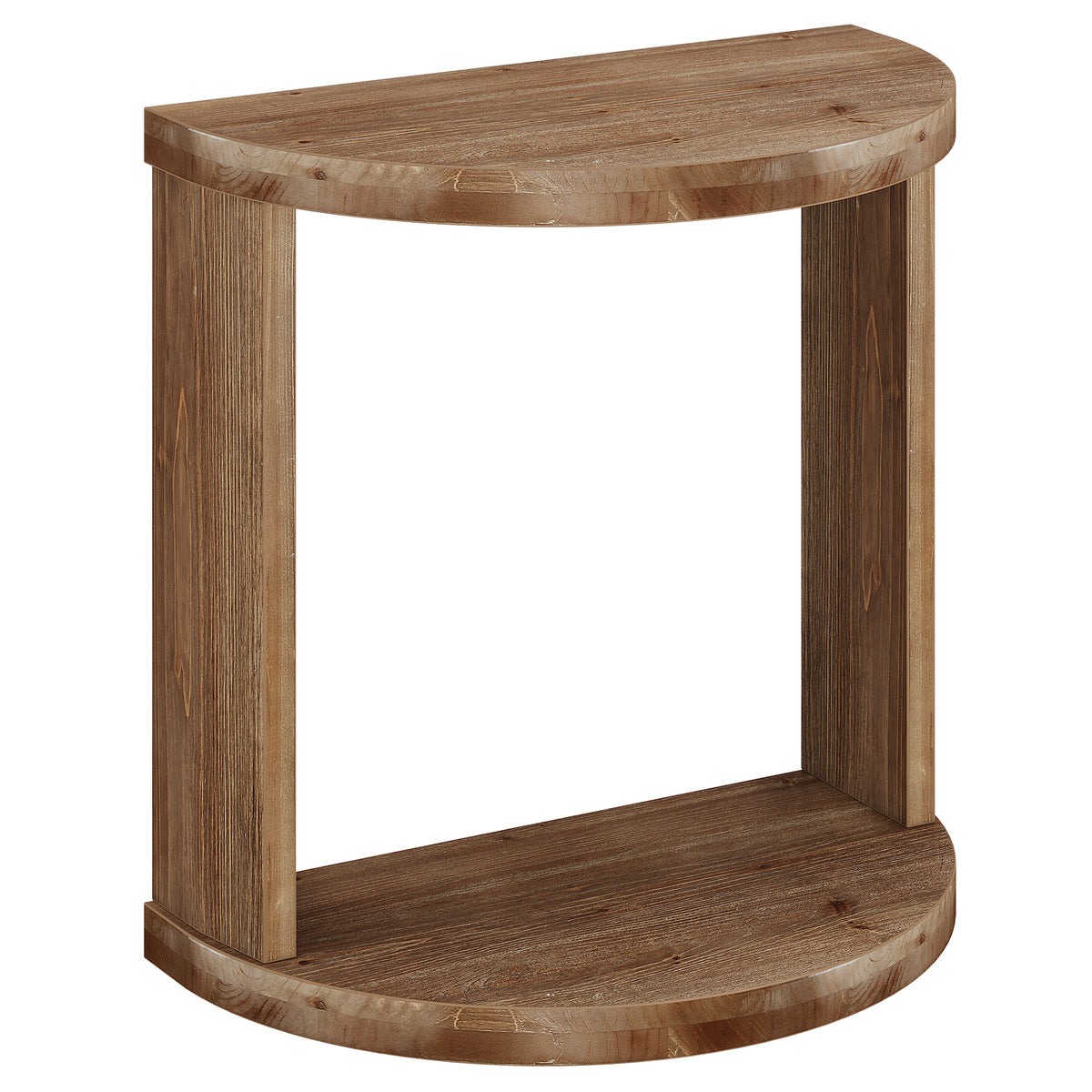Half Moon Nightstand, Solid Wood Farmhouse Bedside Table with 2-Tier Storage Shelves, Bedroom Living Room
