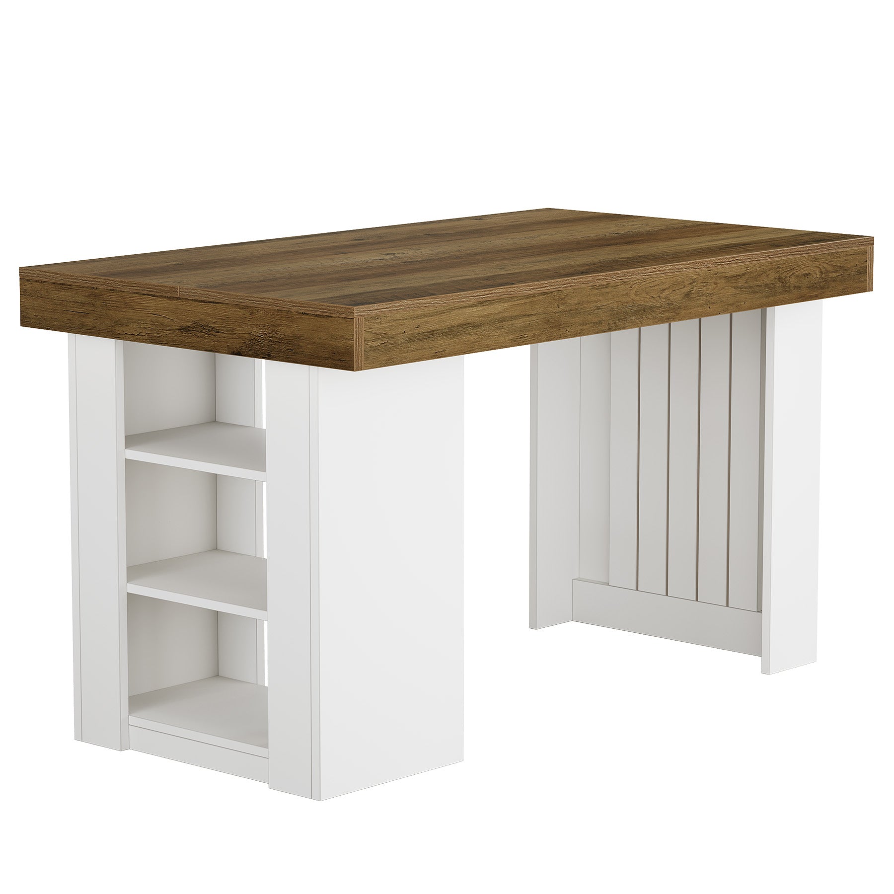 55" Kitchen Island with Storage, Farmhouse Stationary Island Table for Kitchen