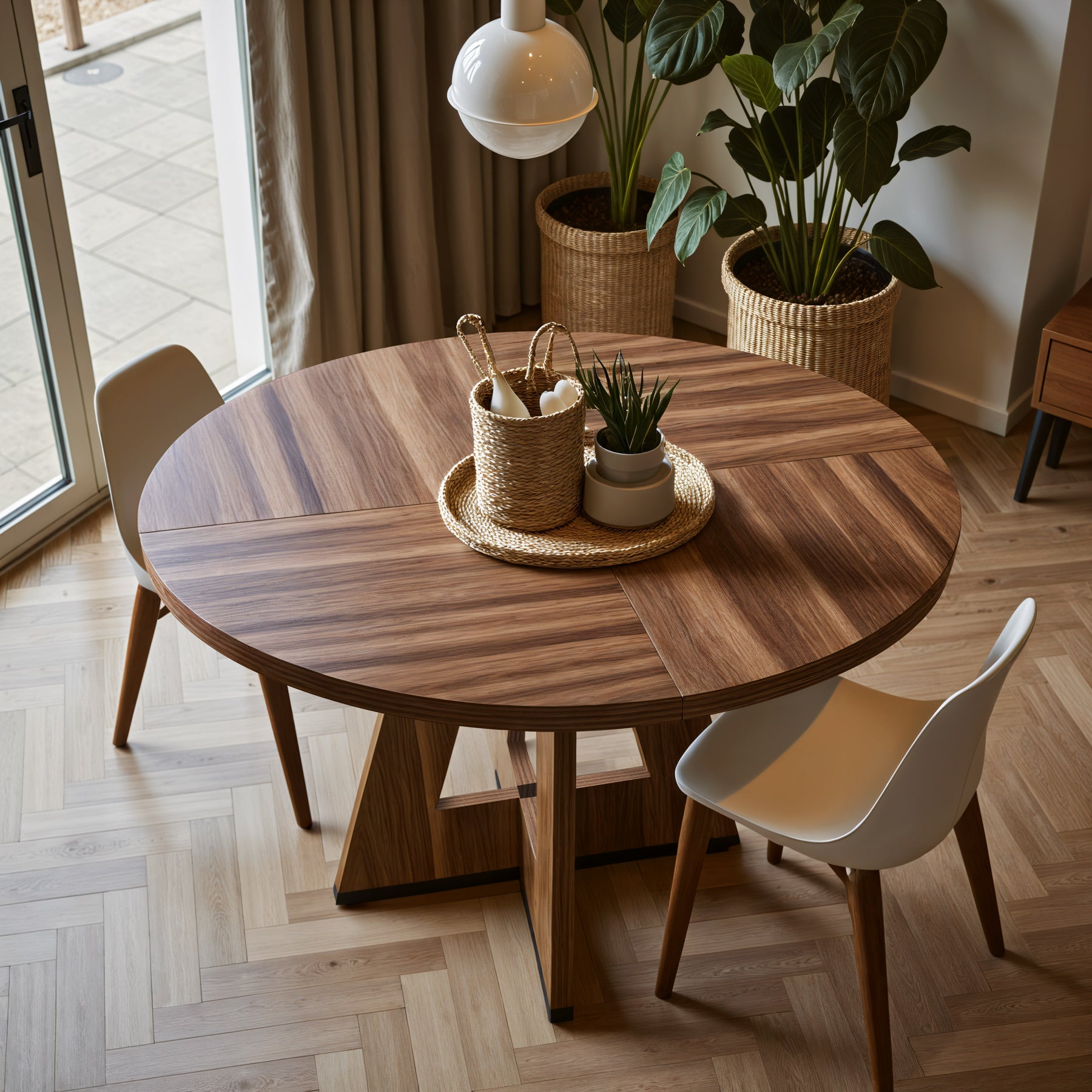 47" Round Farmhouse Dining Table for 4 People, Rustic Dining Room Table