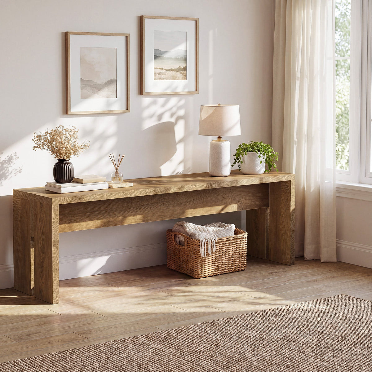 55" Entryway Bench, Modern Shoe Bench End of Bed Bench for Living Room, Bedroom