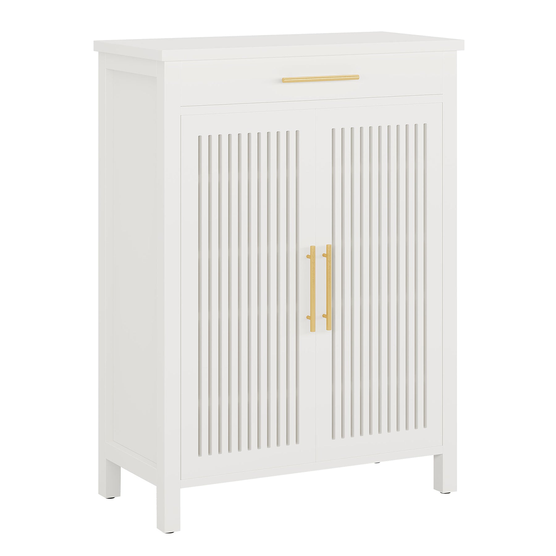 5-Tier Shoe Cabinet with Louvered Doors and Drawer