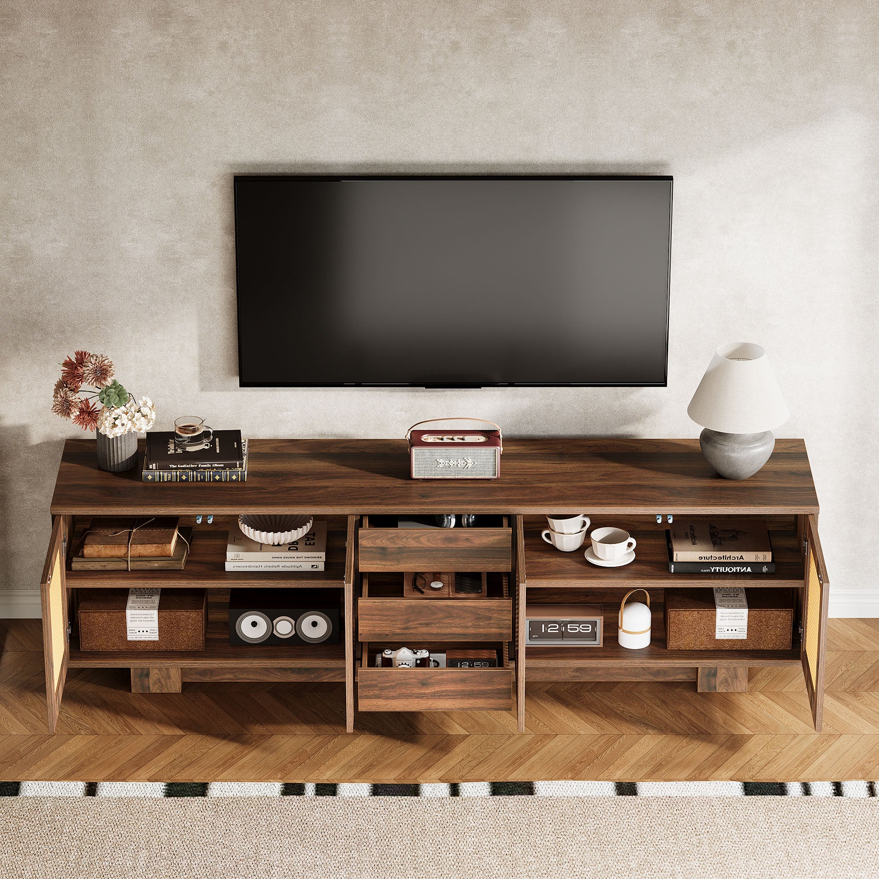 70.9" TV Stand with Storage and Drawers for TVs up to 80"