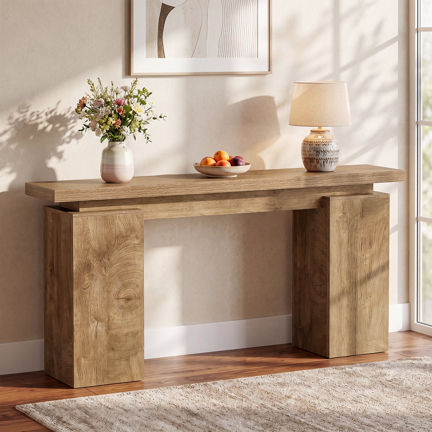 63" Console Table, Narrow Entryway Table with Sturdy Base for Foyer, Living Room