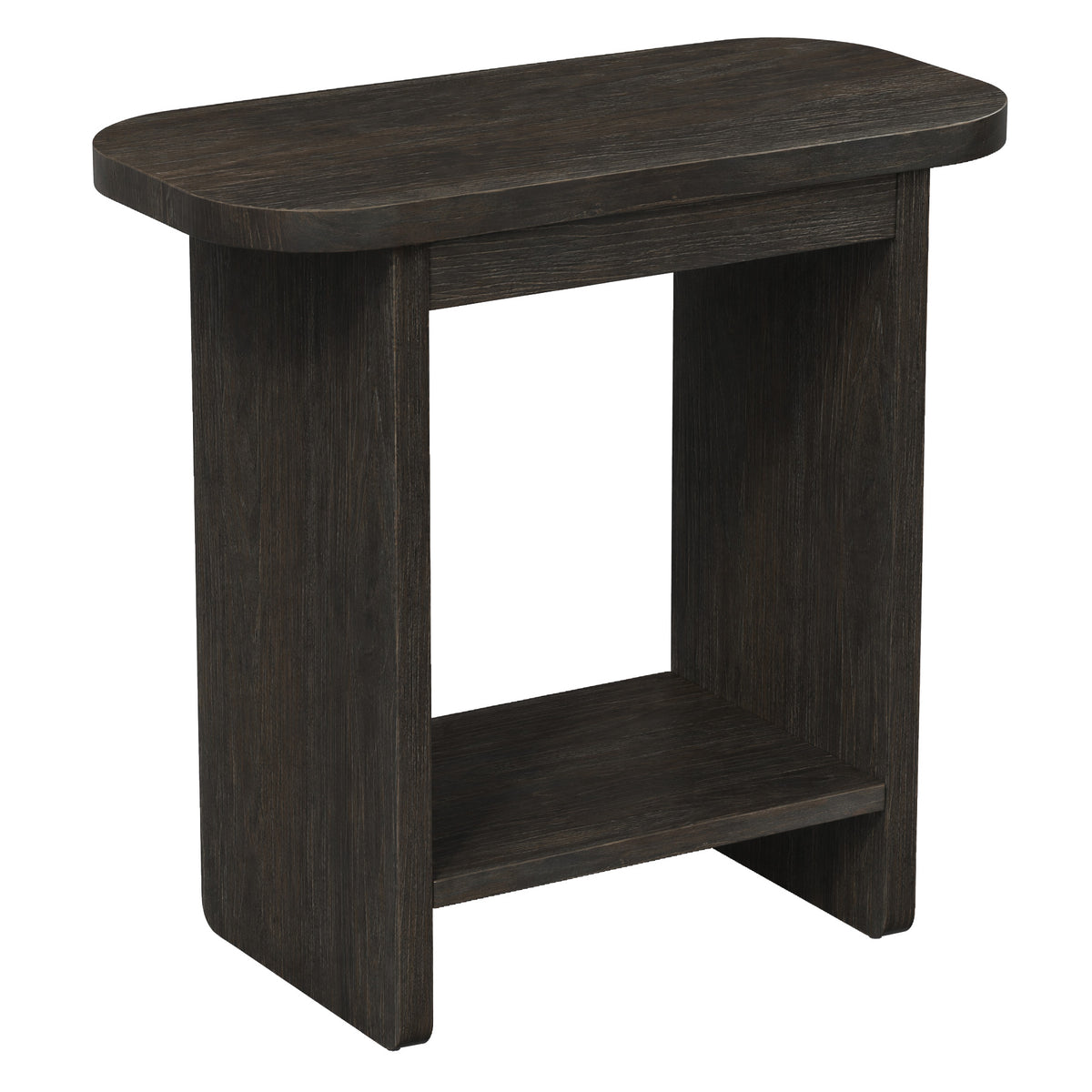 Solid Wood End Table, H-Shaped 2-Tier Side Table with Storage Shelf