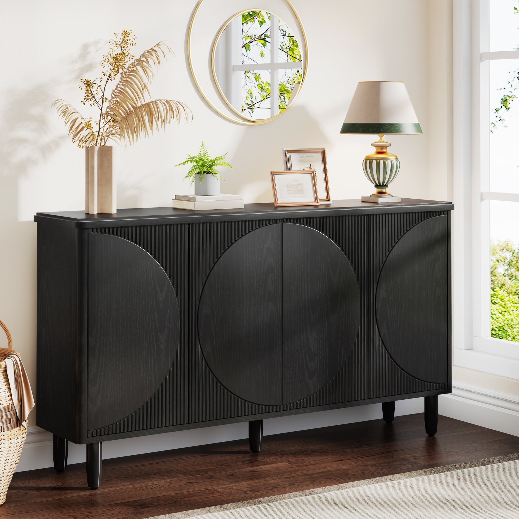 59.4" Sideboard Buffet, Modern Credenza Storage Cabinet with Doors for Kitchen