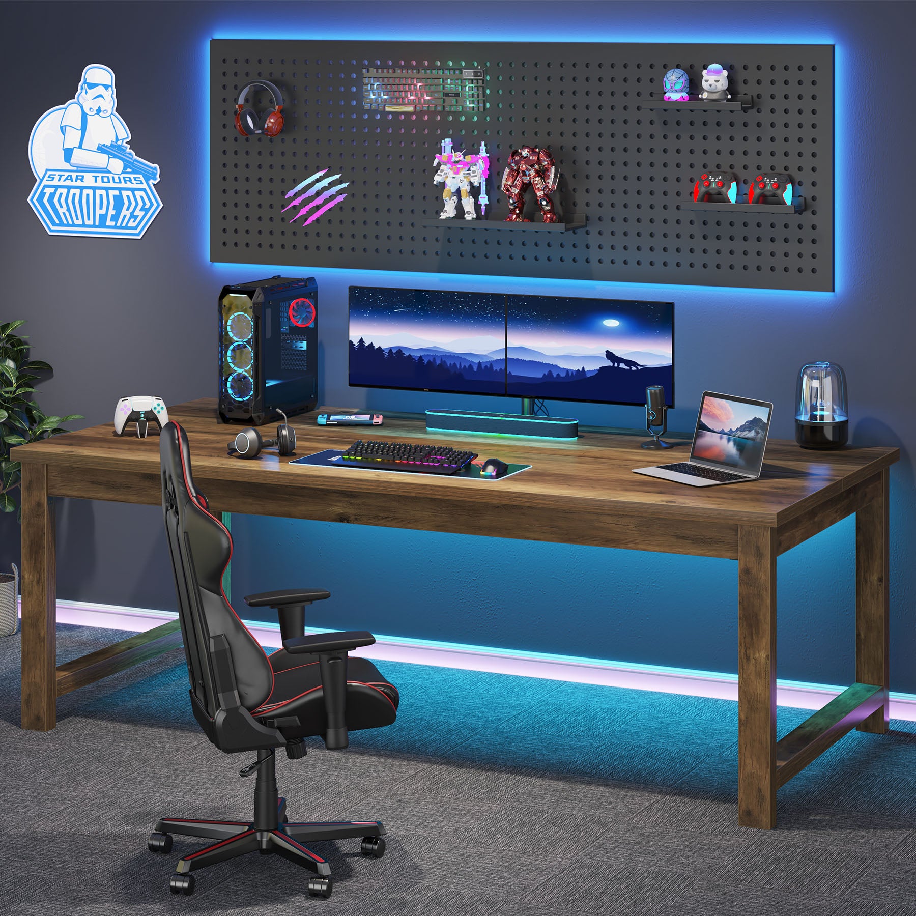 63" Executive Desk, Sturdy Home Office Computer Desk Writing Table