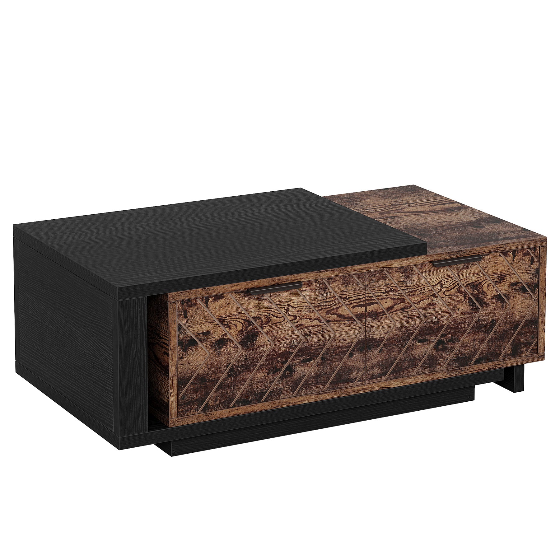 Extendable Coffee Table, Center Table Cocktail Table with 2 Storage Drawers