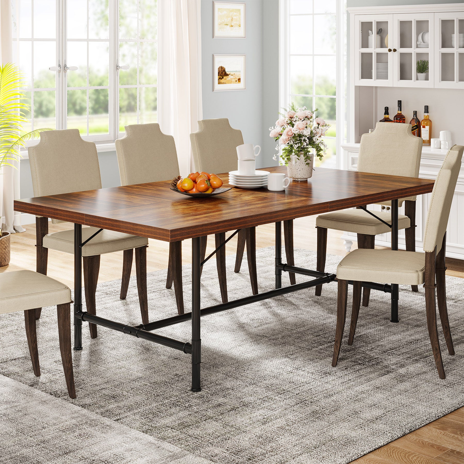 70.8" Industrial Dining Table Kitchen Table for 6-8 People Tribesigns