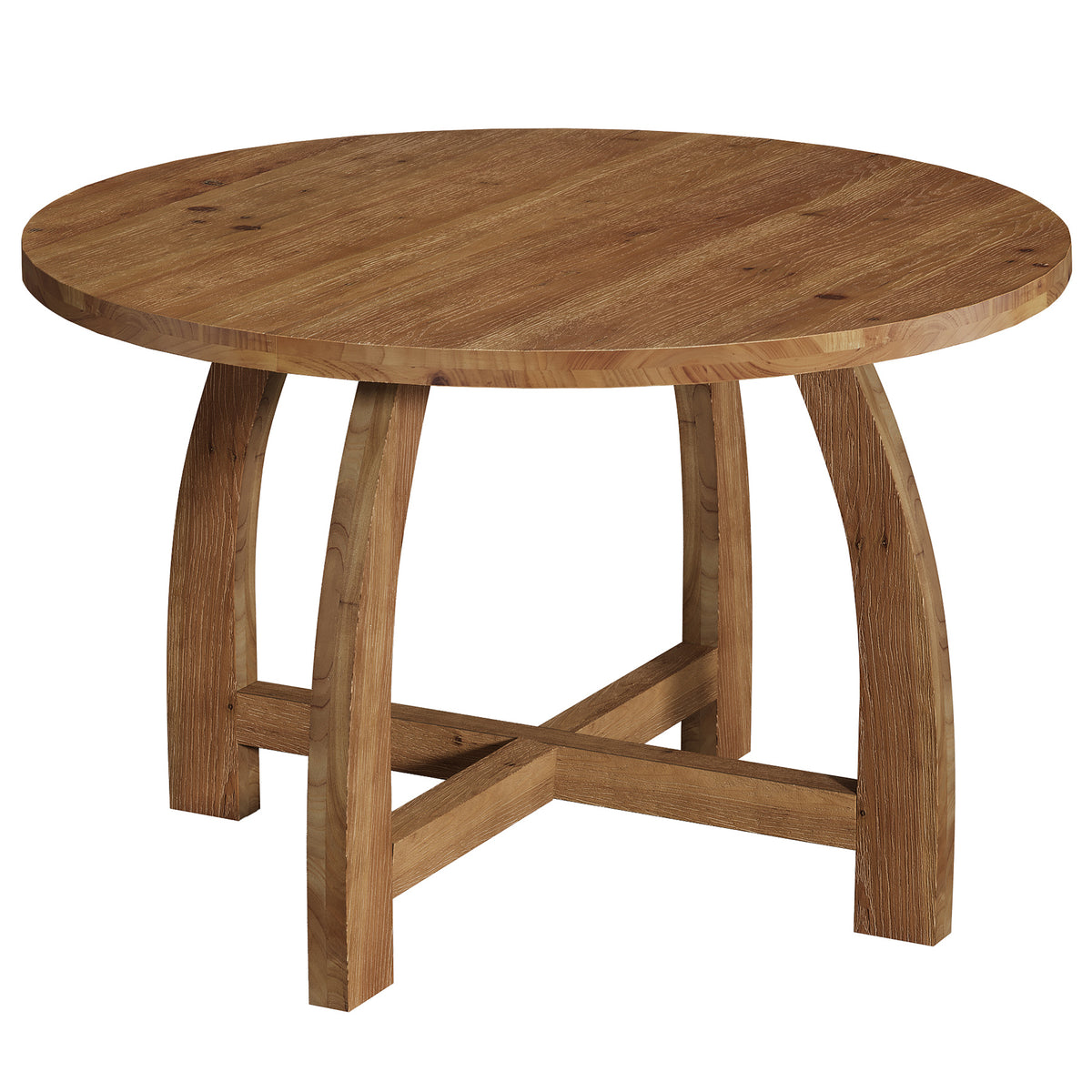 47" Solid Wood Dining Table for 4-6, Round Kitchen Table with Cross Base for Dining Room