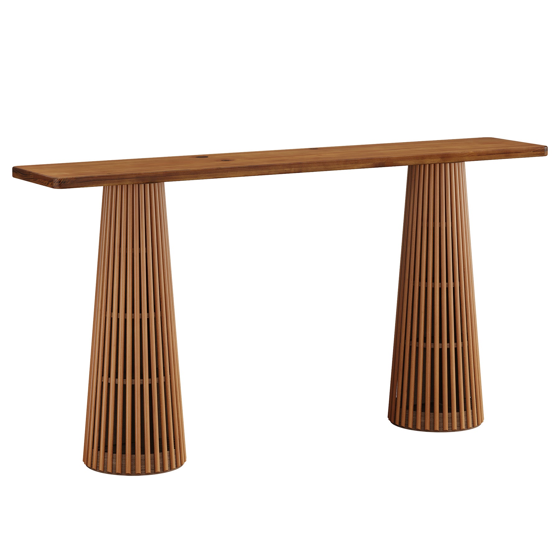 63" Console Table with Unique Base, Wooden Sofa Table Behind The Couch