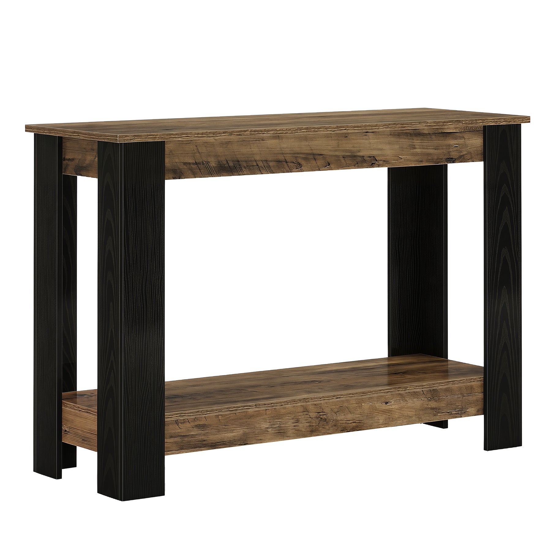 41" Industrial Console Table, 2-Tier Narrow Sofa Table Accent Furniture