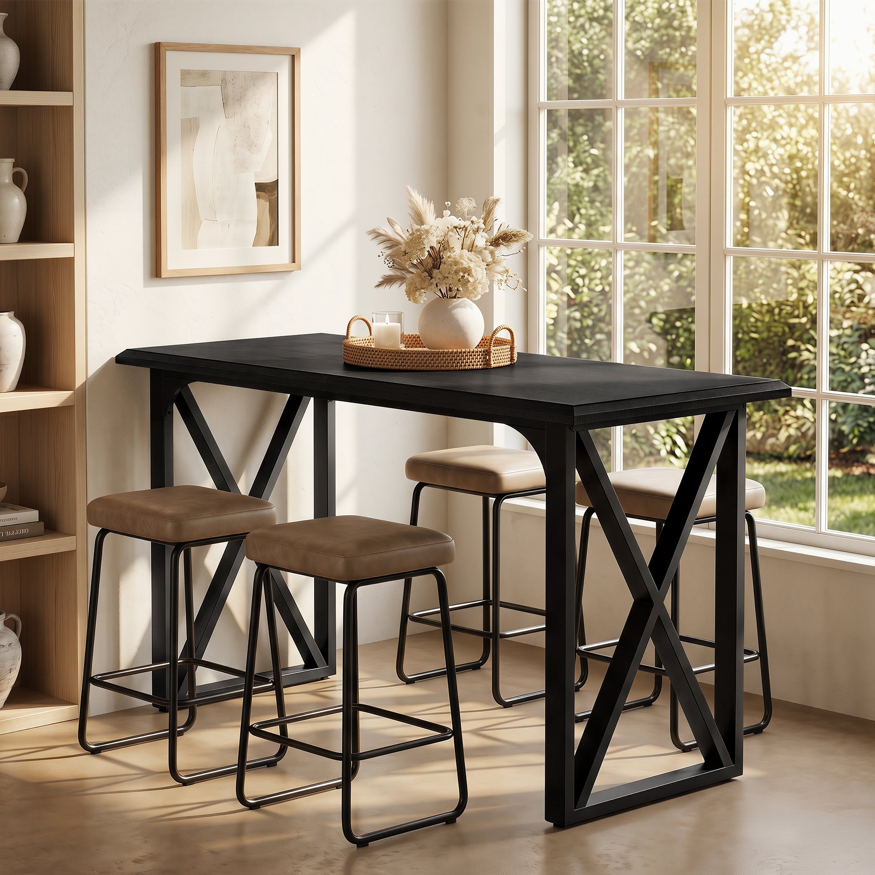 55" Rectangle Bar Table, Counter Height Pub Table for Dining Room, Kitchen