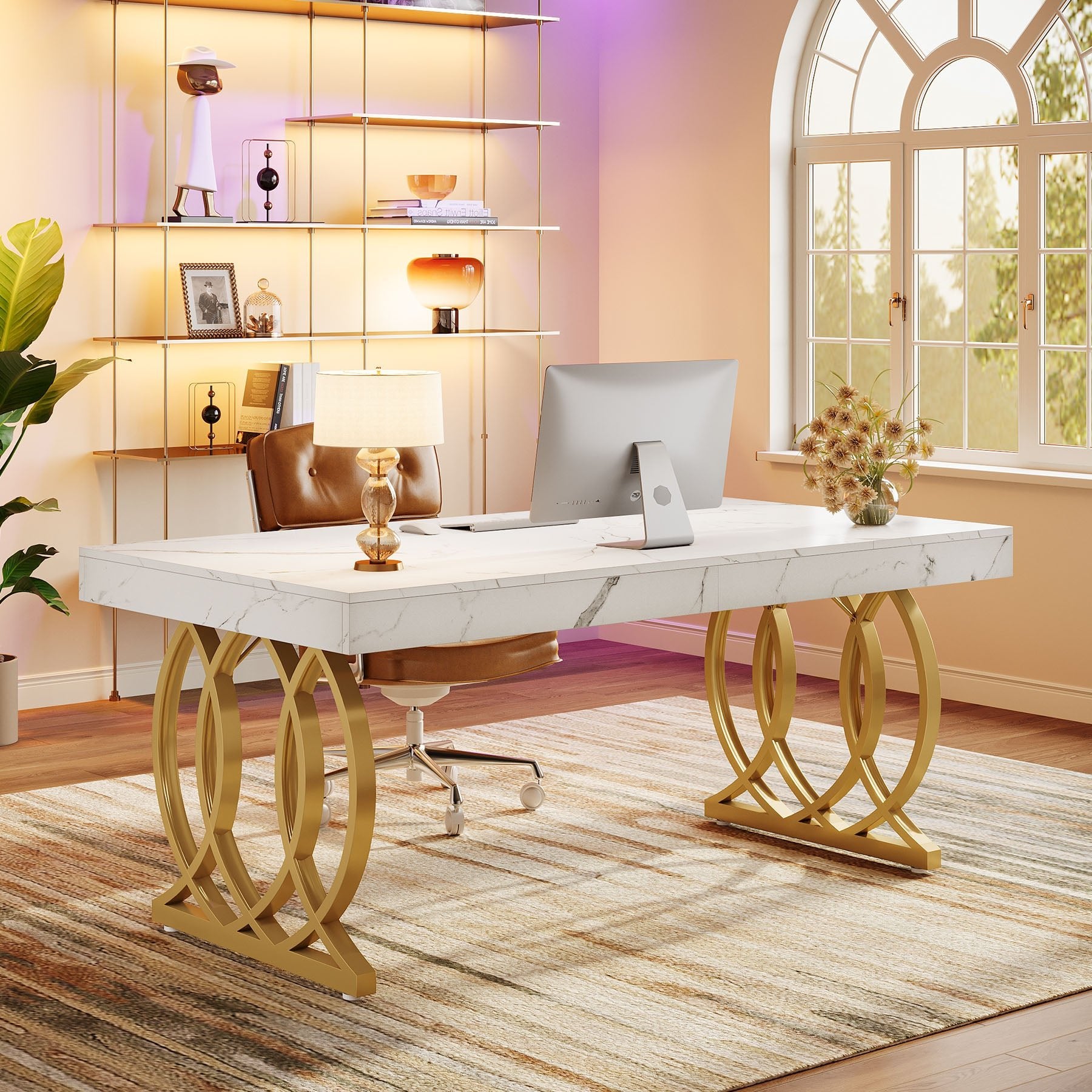 63" Executive Desk, Modern Office Computer Desk with Luxury Design