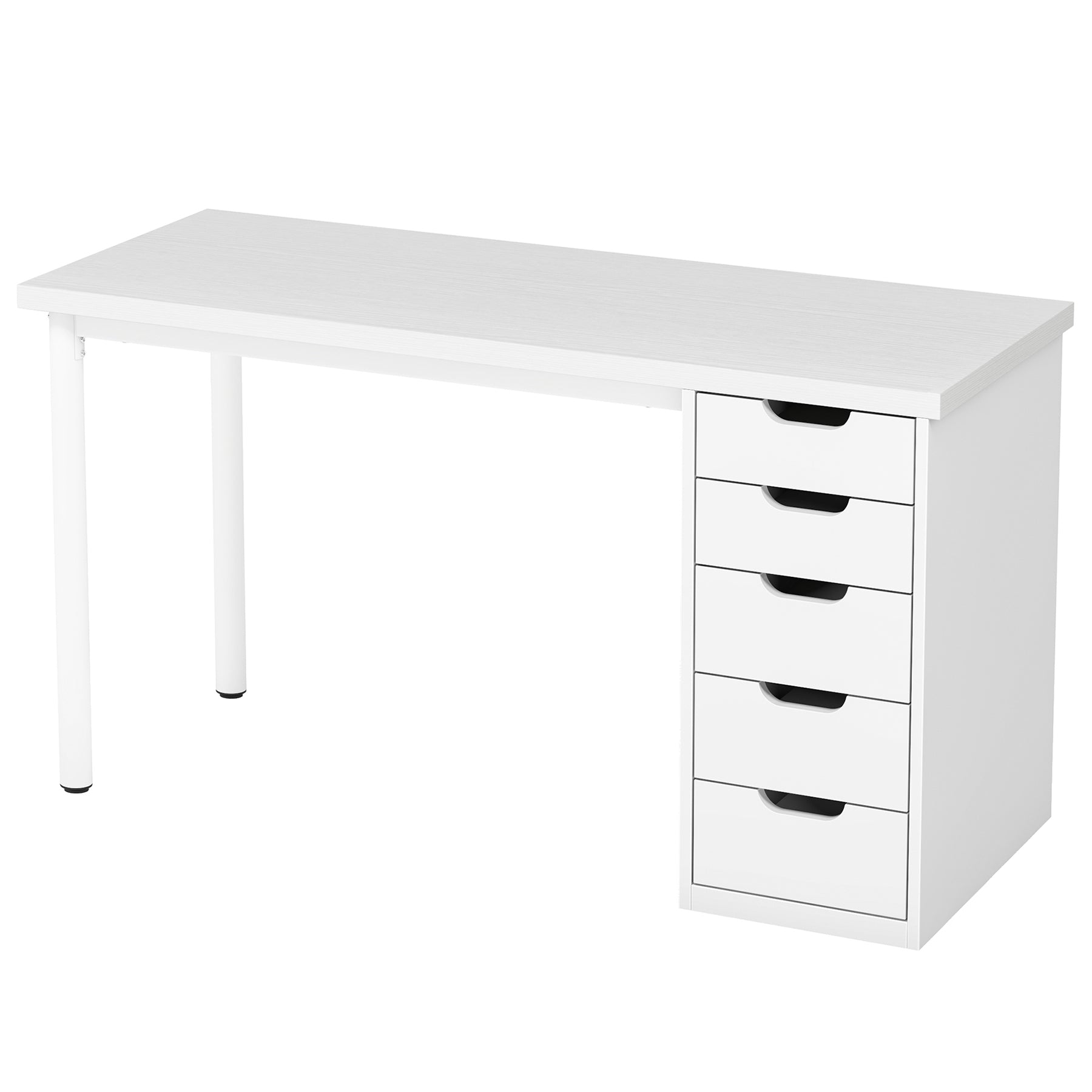 47" Computer Desk with 5 Drawers, Compact Storage Home Office Desk