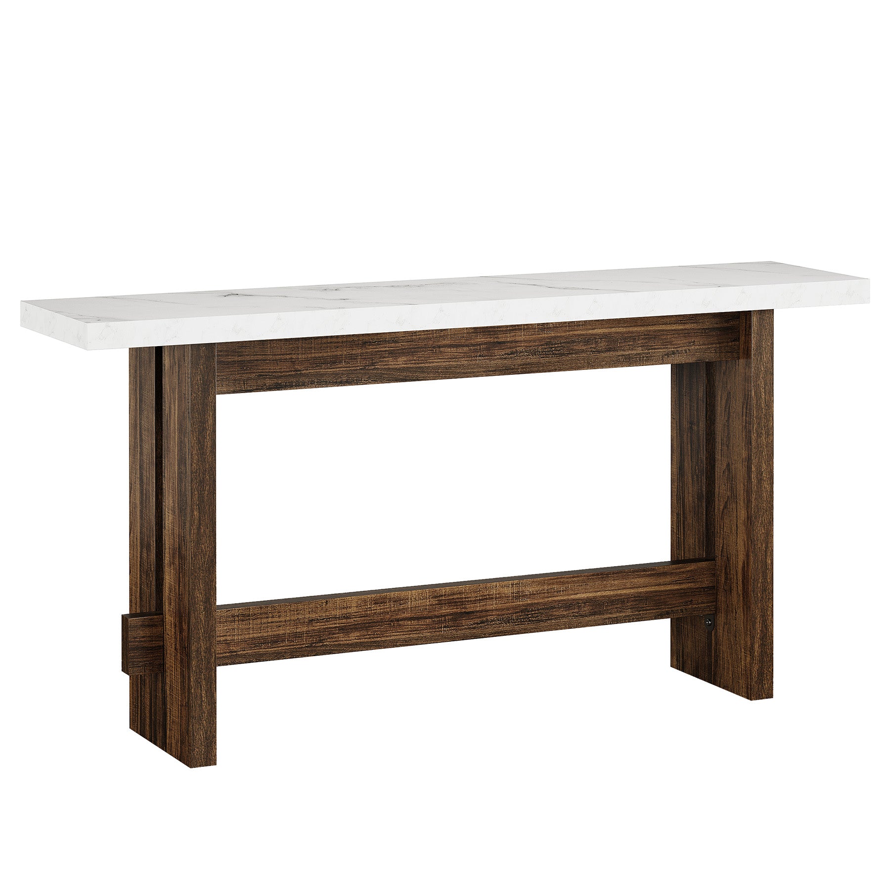 63" Farmhouse Console Table with Faux Marble Top, Narrow Sofa & Entryway Table for Behind Couch