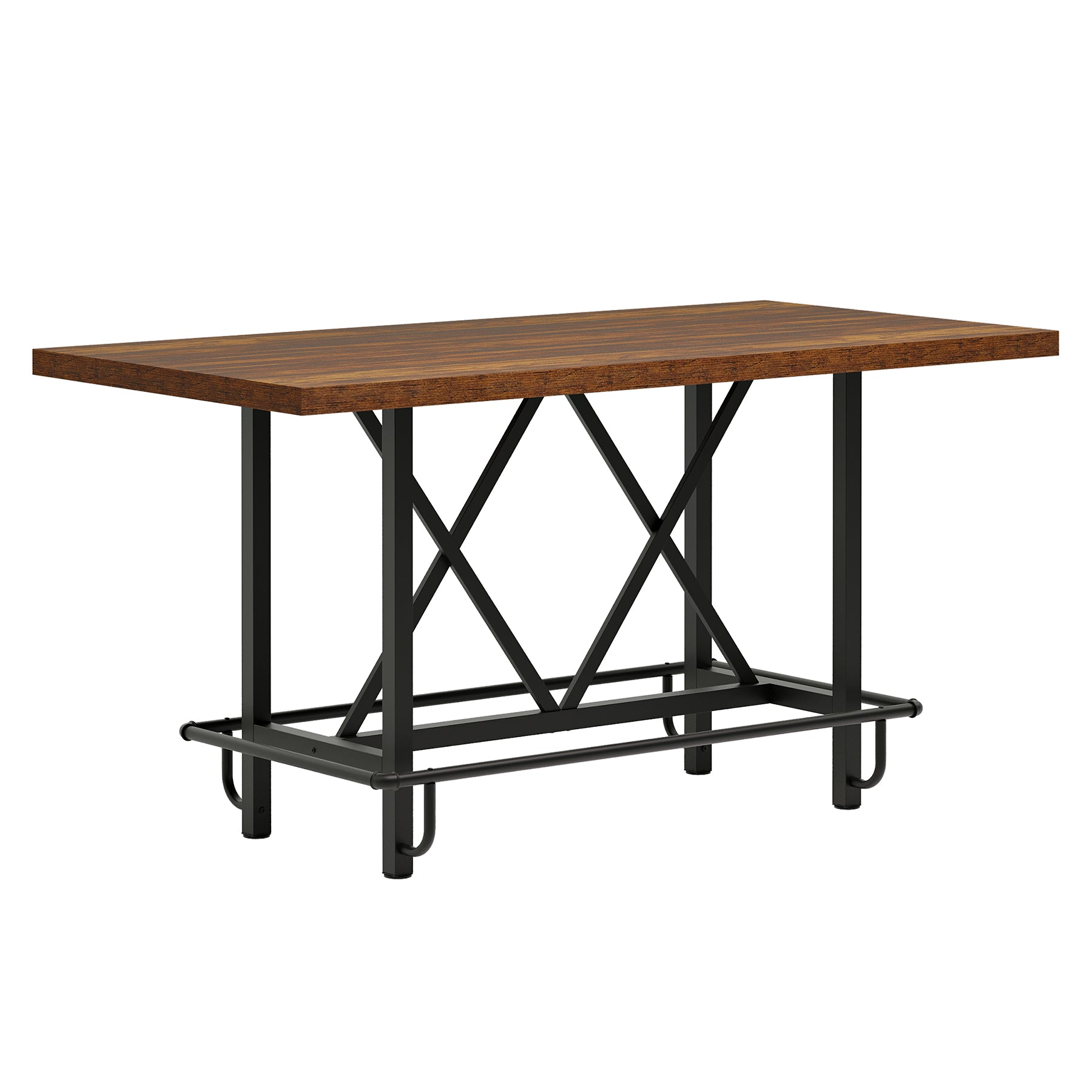 63" Rectangular Dining Table for 6, Counter-Height Kitchen Table with Metal Legs