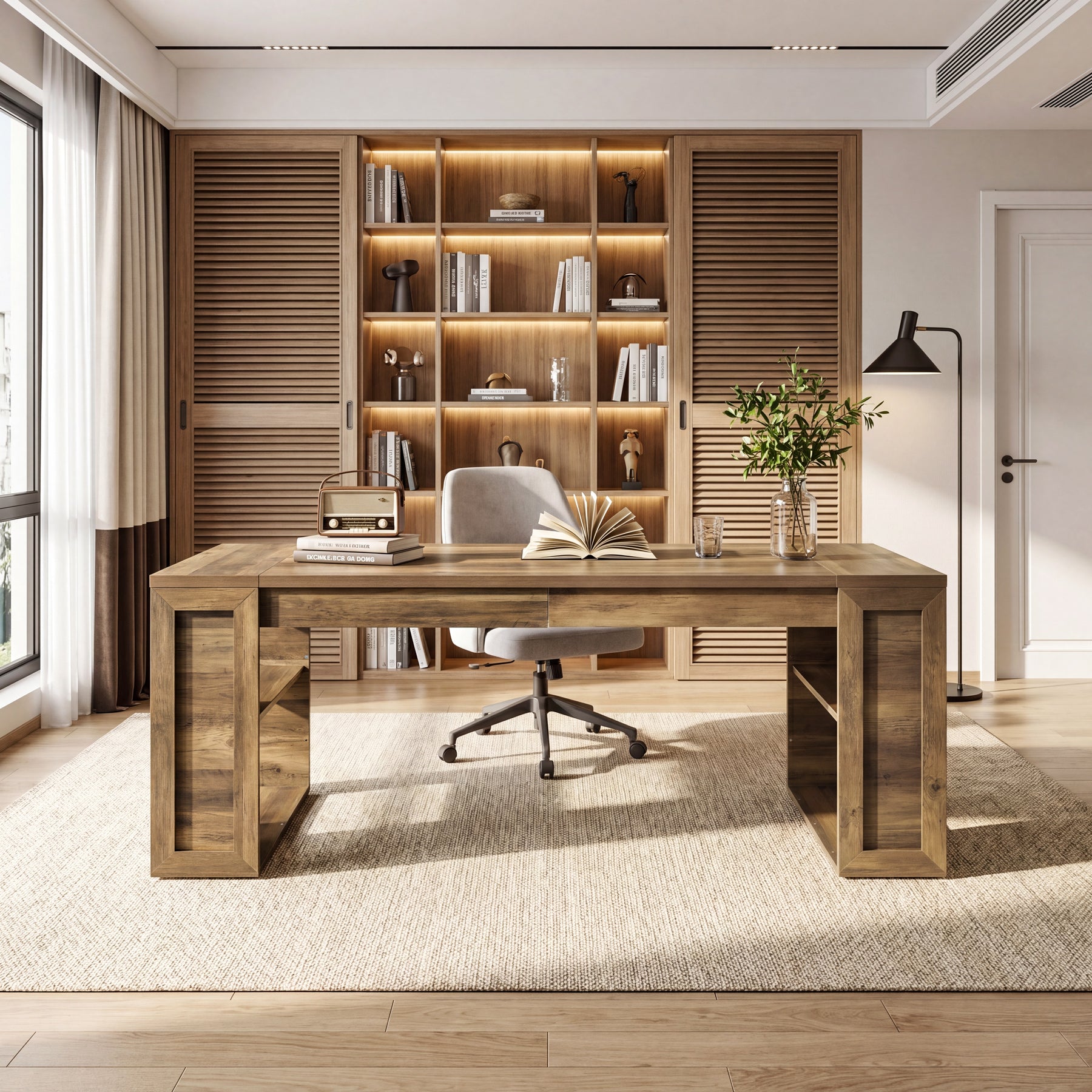Tribesigns 70.8-Inch Executive Desk, Computer Desk with Shelves for Office