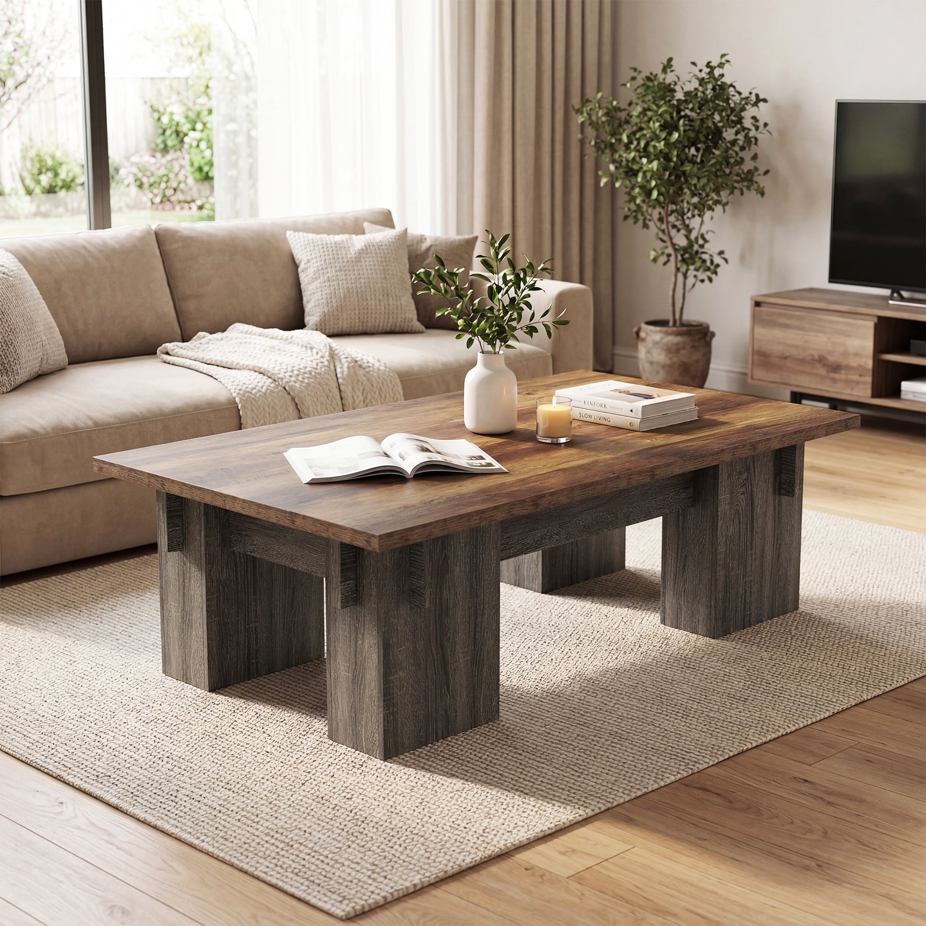 55" Rectangular Coffee Table for Living Room