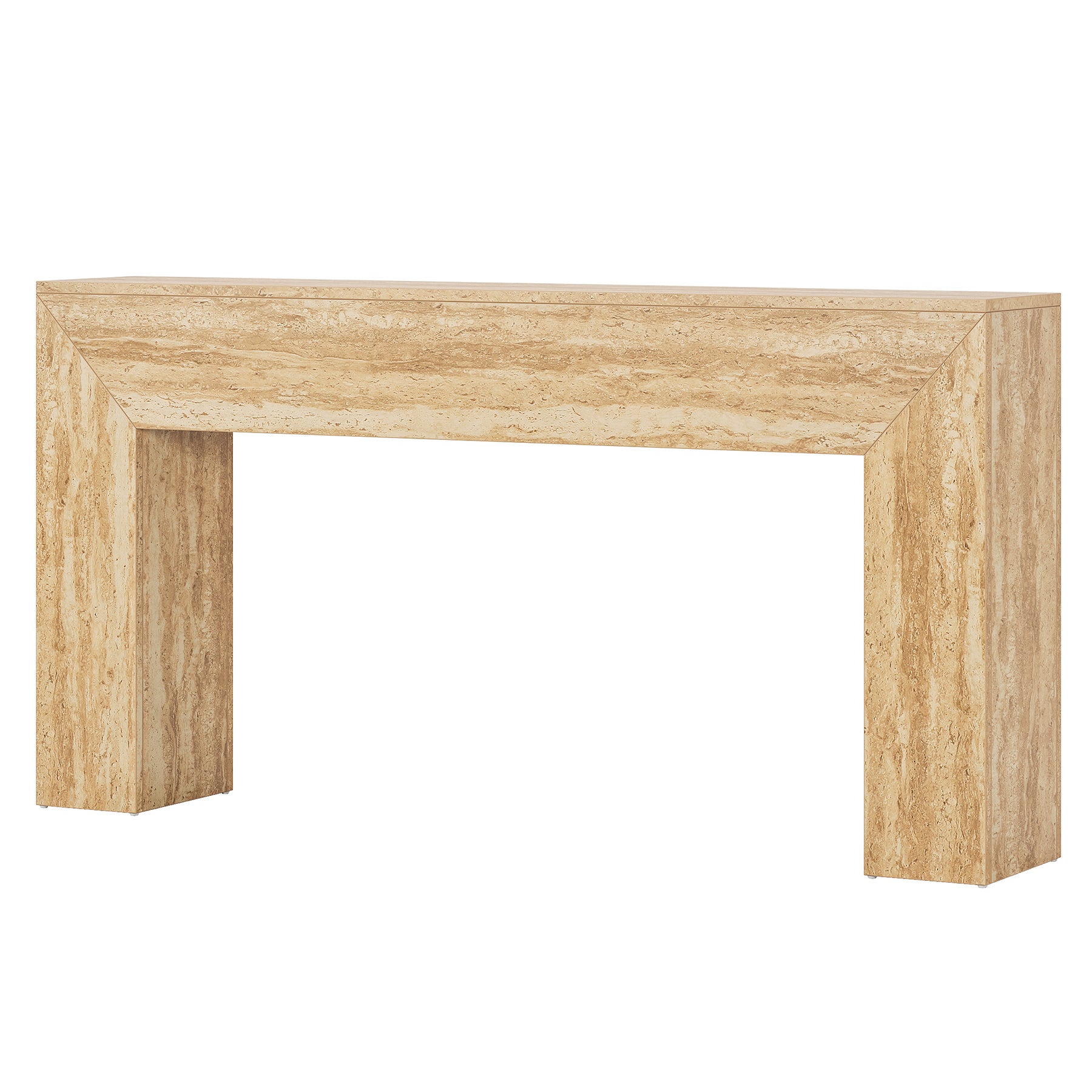 63" Console Table, Modern Entryway Table with Faux Travertine Finish