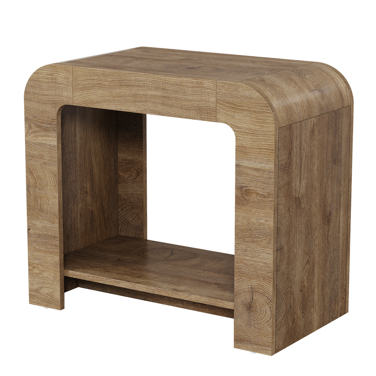 Tribesigns Small Side Table, 2-Tier Farmhouse End Table with Lower Shelf, 100 lb Capacity, Rounded Wood Nightstand