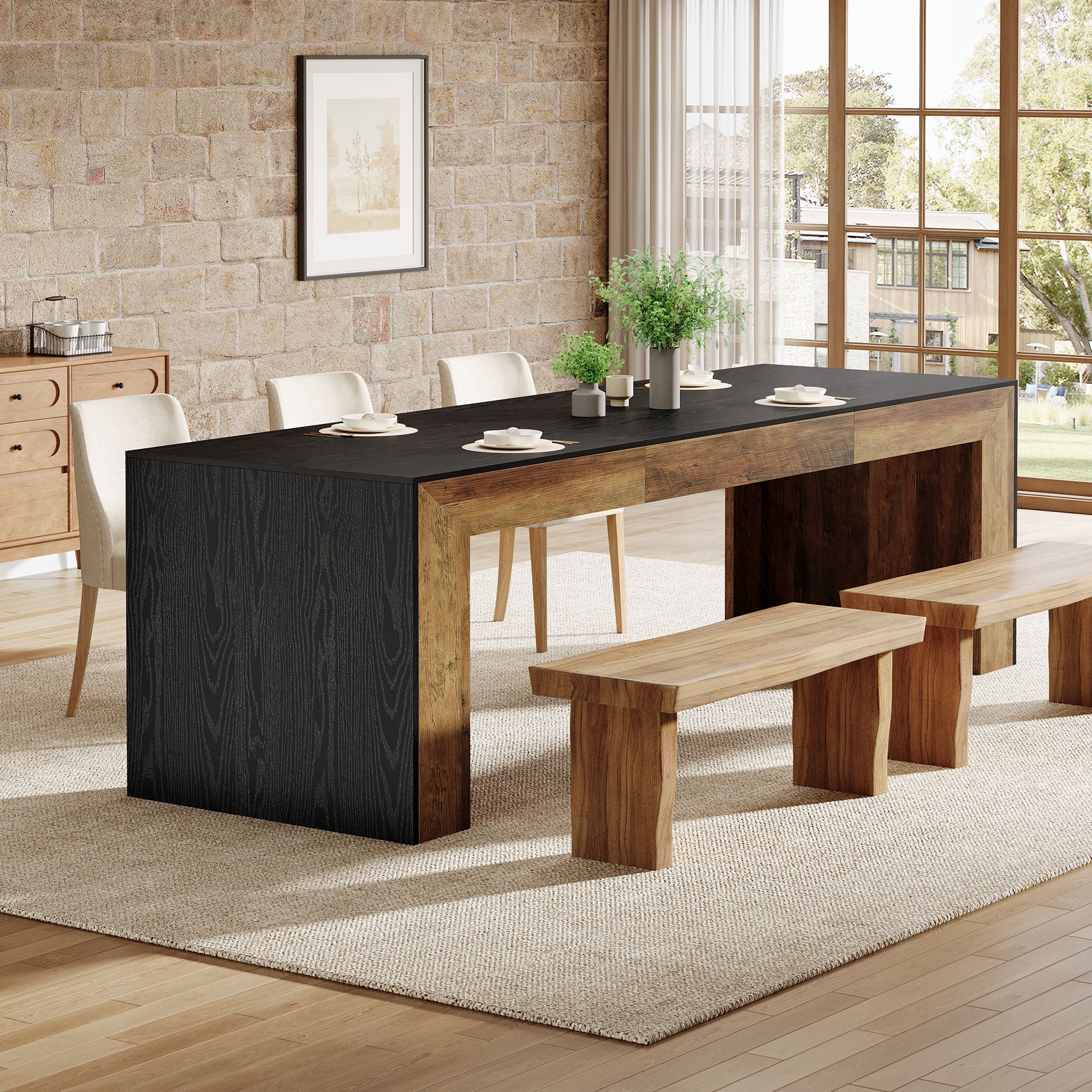 78.7" Long Dining Table, Rectangular Kitchen Table for 6-8 People