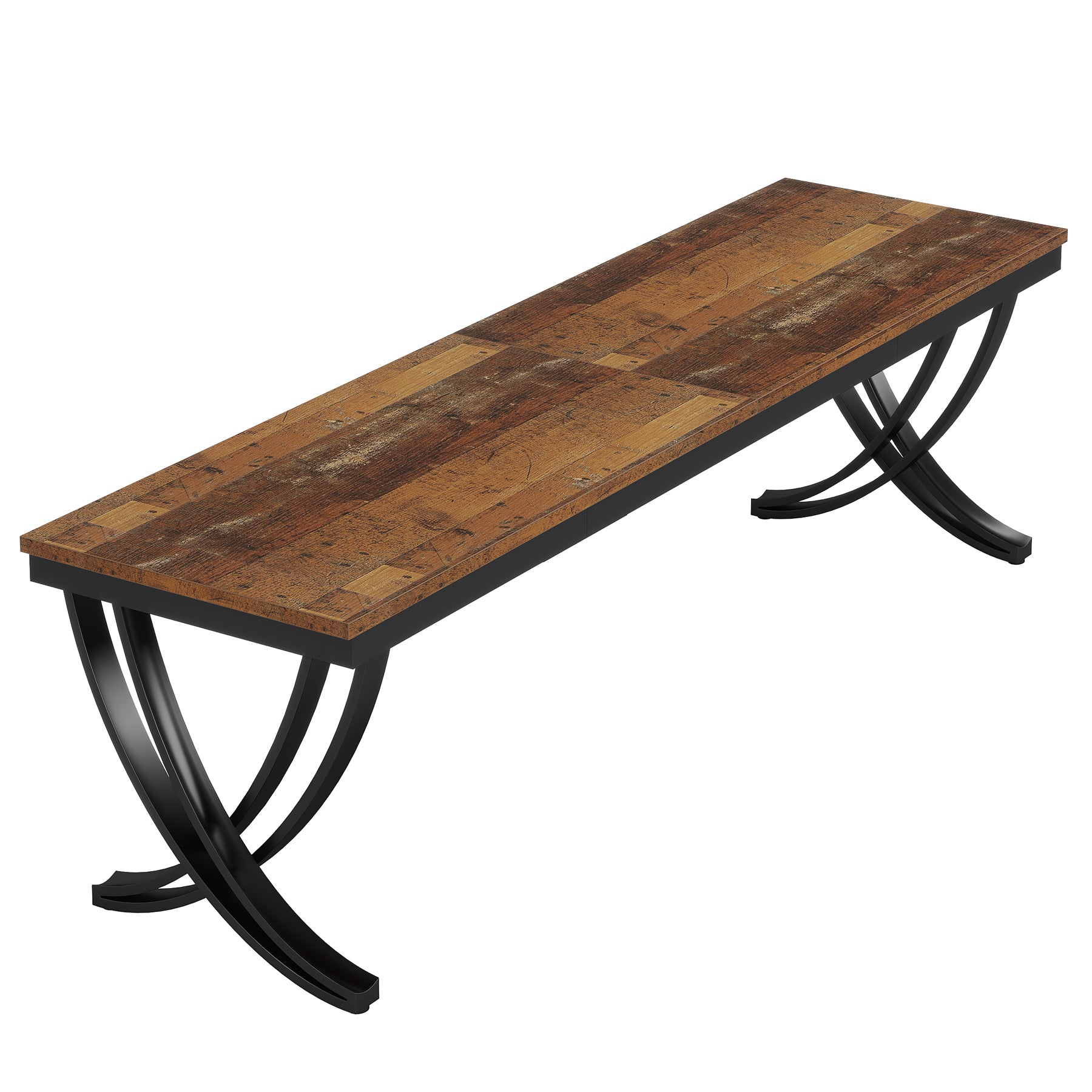 78.74" Two Person Desk Industrial Double Computer Desk with Metal Frame Tribesigns#Color_Brown & Black