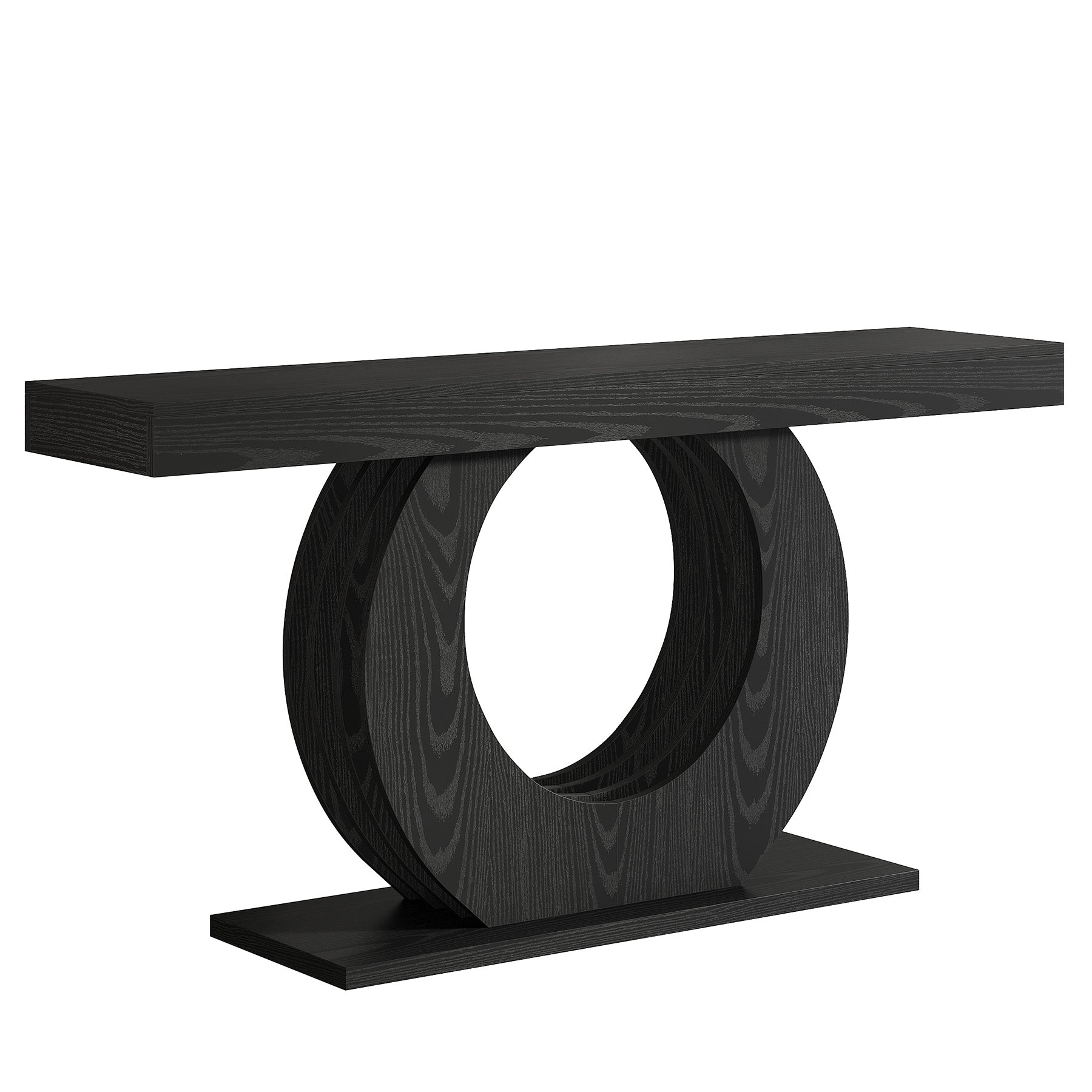 63" Console Table, Rustic Sofa Table Entryway Table with Circle Base