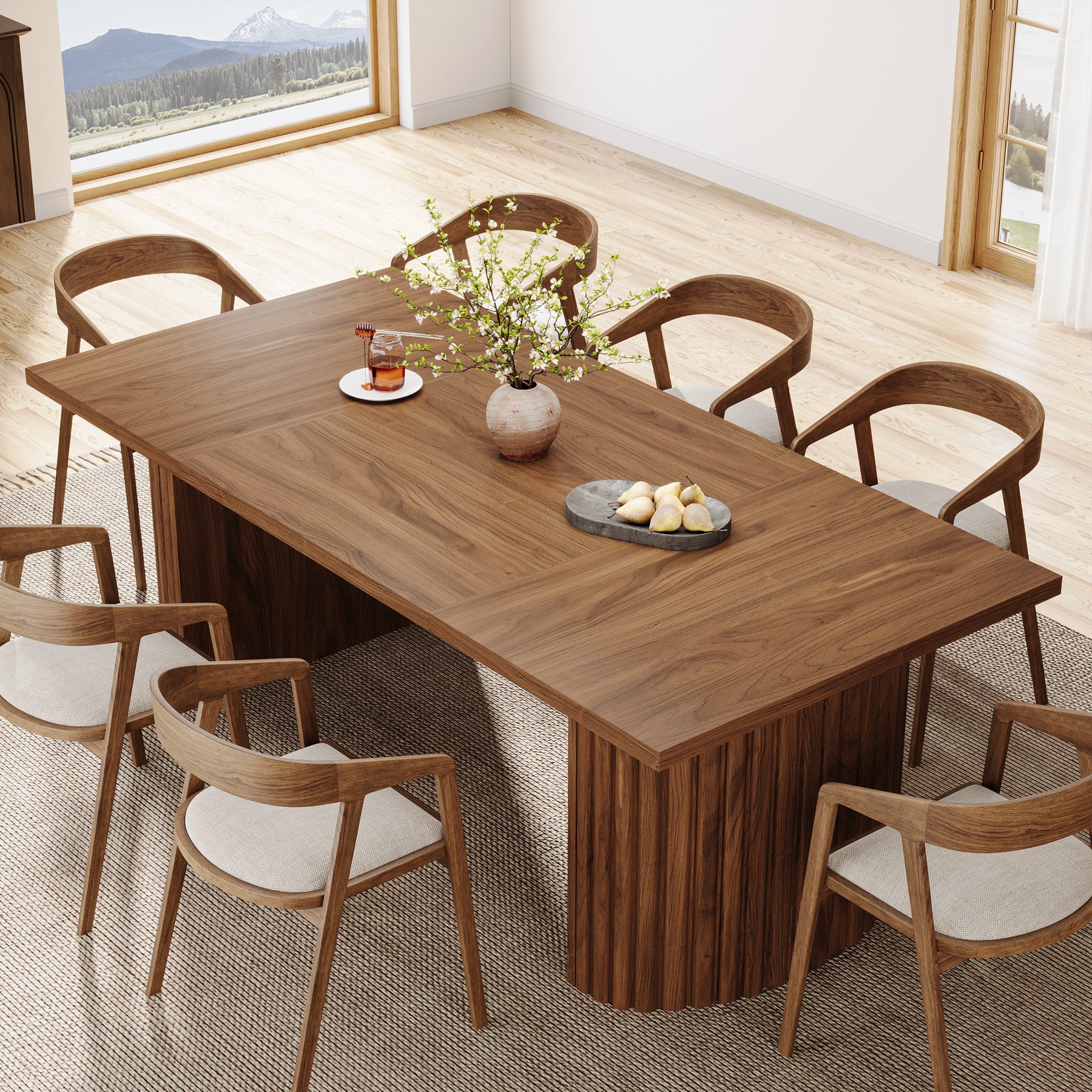 78.7" Dining Table, Farmhouse Kitchen Table With Dual Base