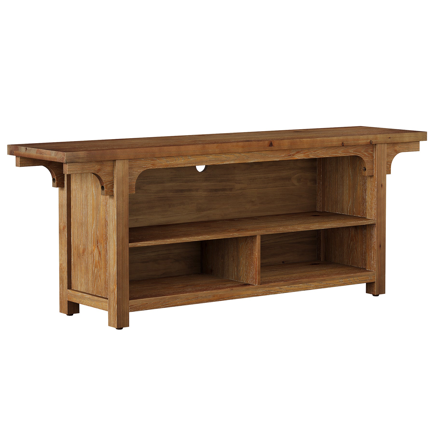 63" Solid Wood TV Stand for 55/65/70"TVs, Farmhouse Entertainment Center with 3 Storage