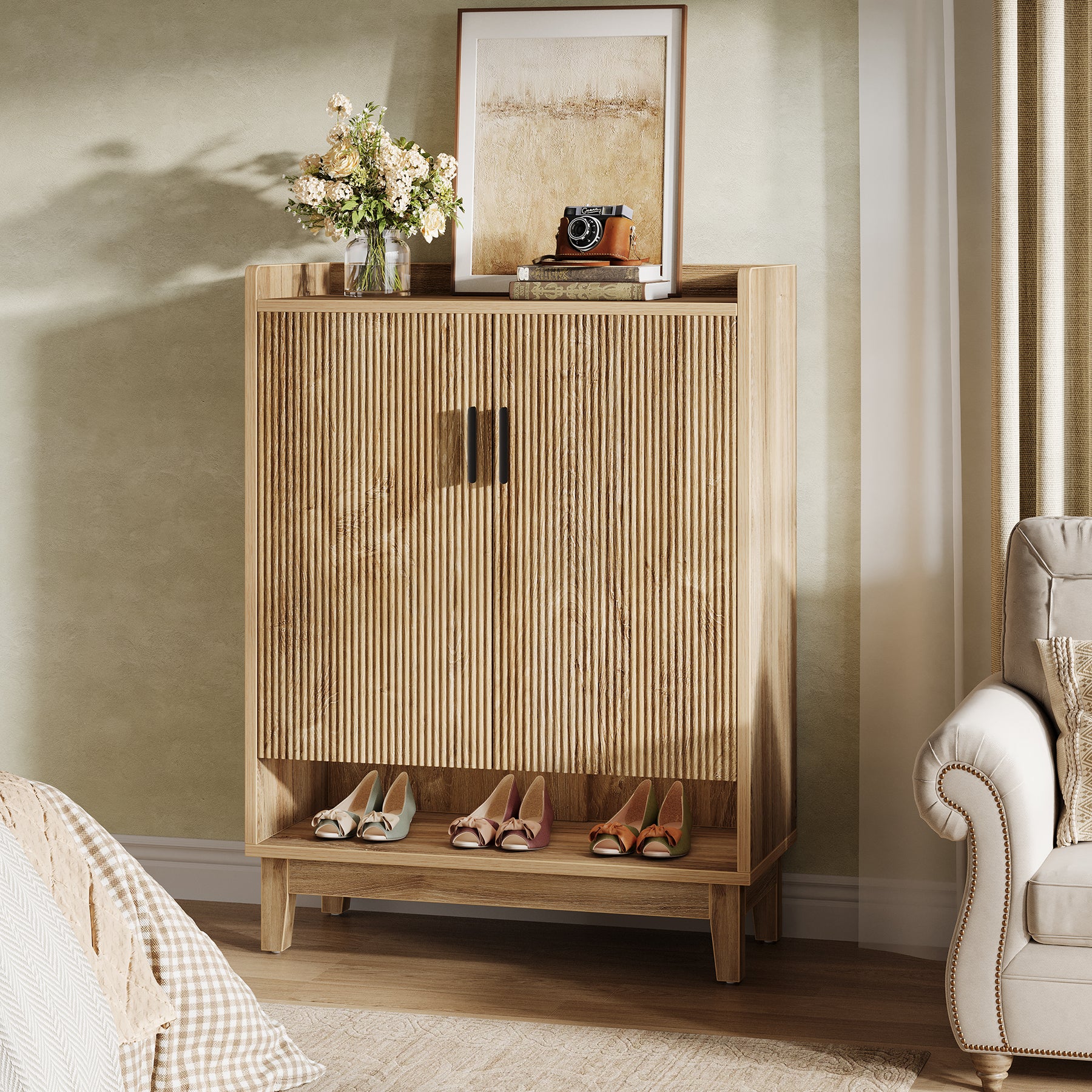 5-Tier Shoe Cabinet with Doors, 20-Pair Entryway Shoe Organizer Rack