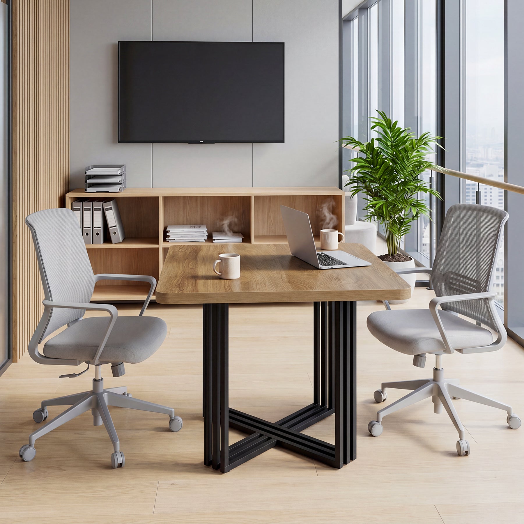 39.4-Inch Conference Table for 4, Compact Modular Meeting Table for Small Offices