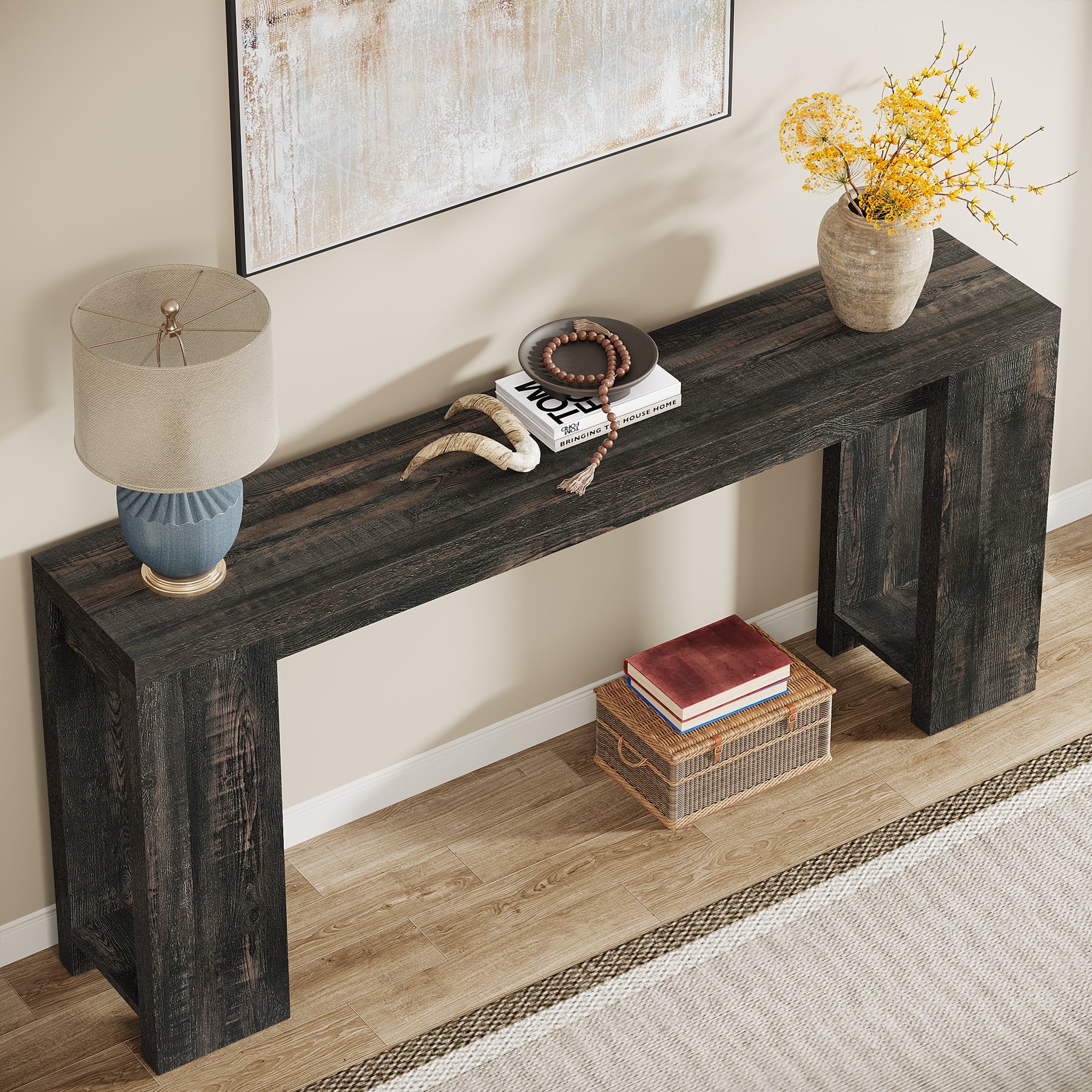 70.9" Extra Long Farmhouse Console Table, Narrow Sofa Table for Entryway