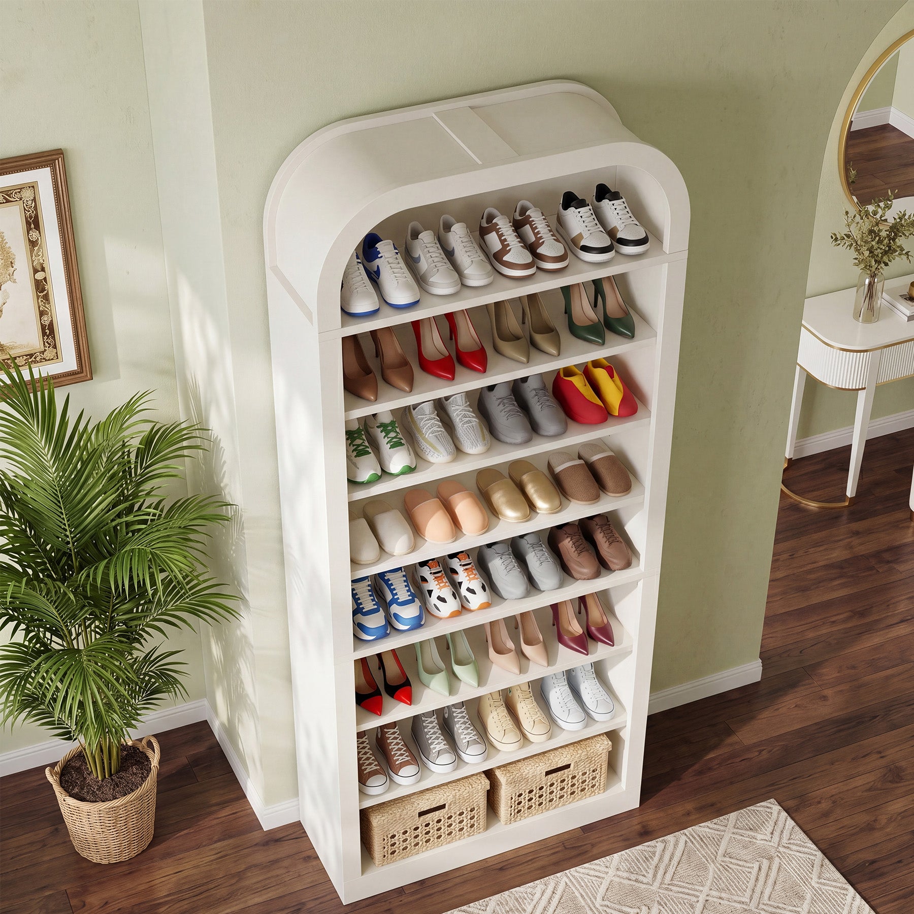 74” Tall Shoe Rack, 8-Tier Freestanding Shoe Cabinet Organizer for Entryway