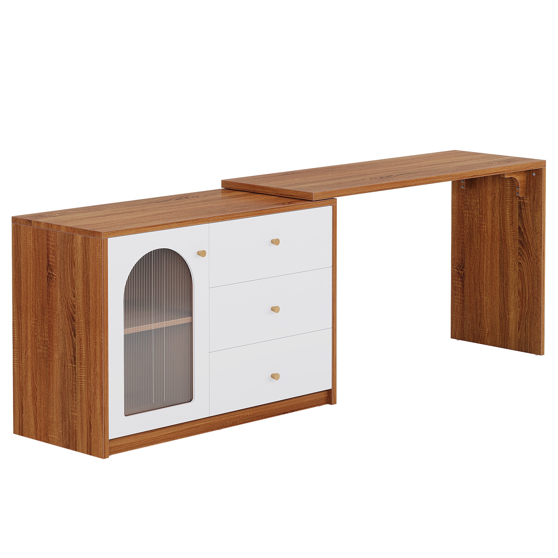 L - Shaped Computer Desk, Corner Office Desk with Reversible Storage Cabinet Tribesigns