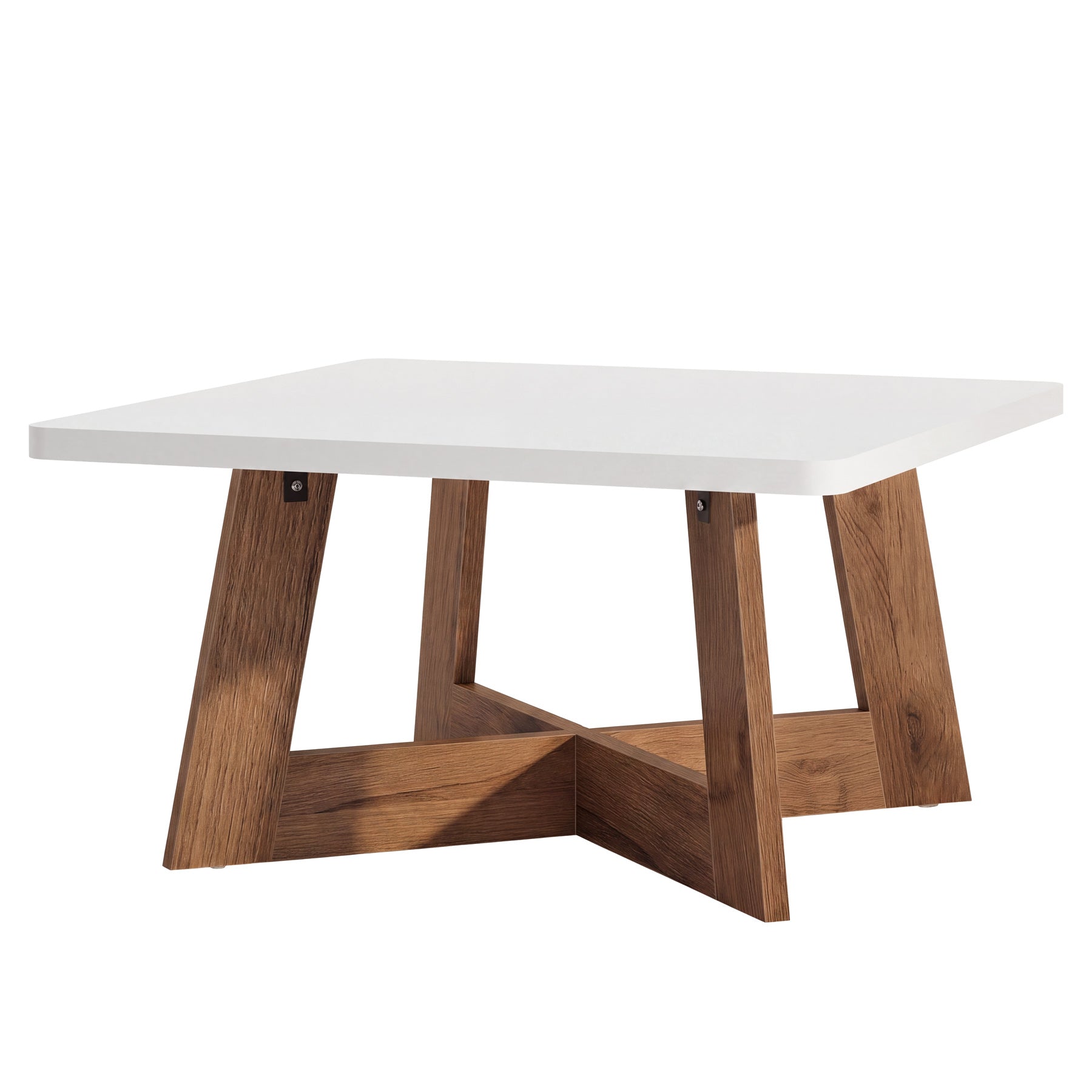 31.5" Square Coffee Table, Modern Cocktail Table with Reinforced Cross Brace for Living Room