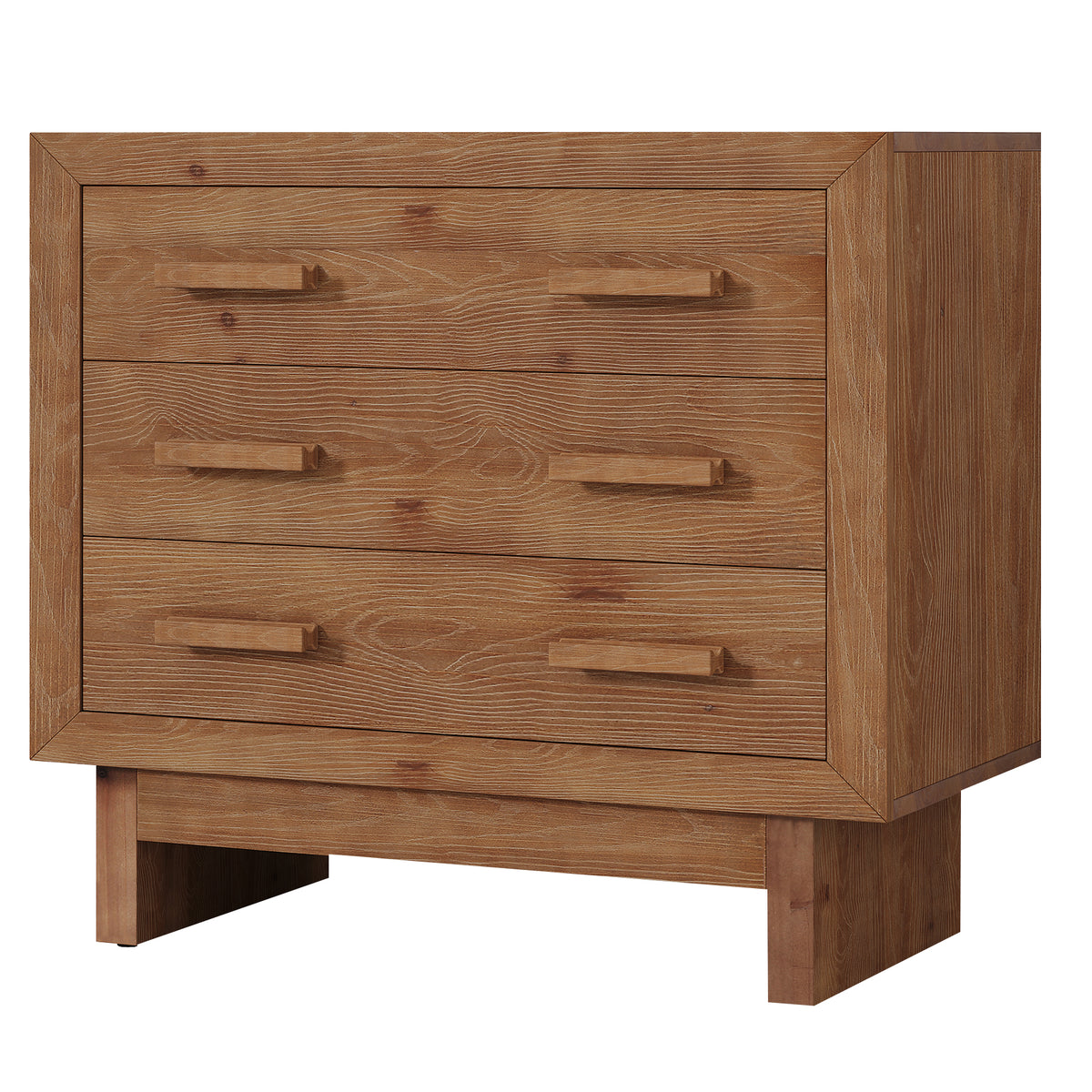31.5” Solid Wood Nightstand, Oversized Bedside Table with 3 Large Drawers for Bedroom