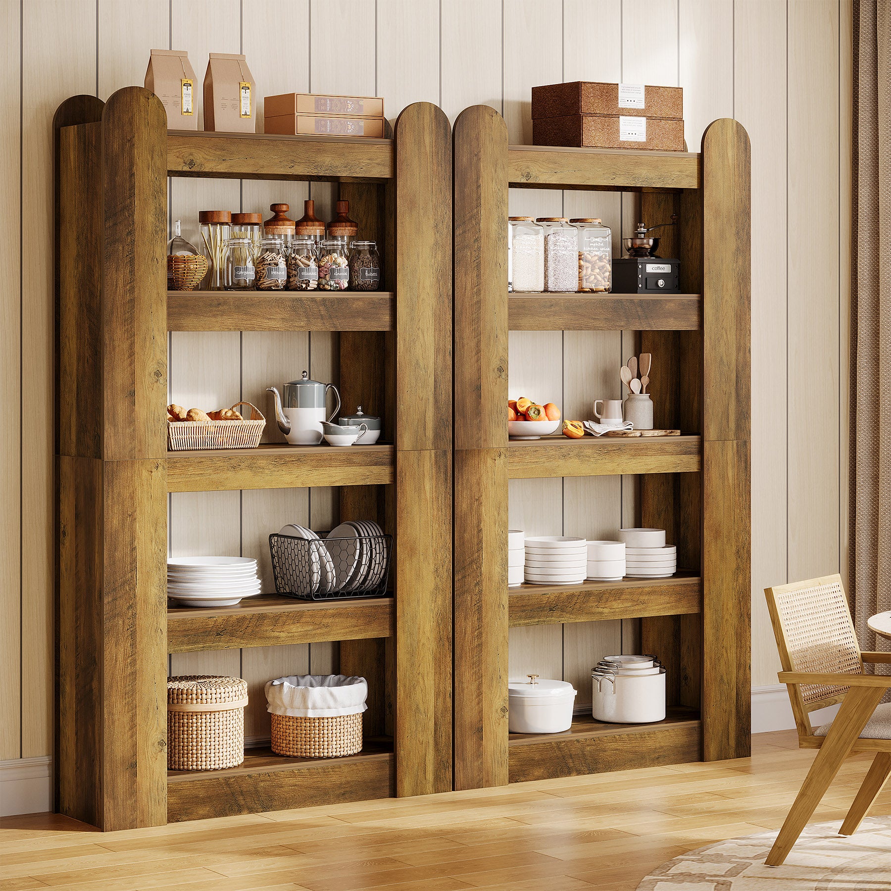 5-Tier Bookshelf, 70.86" Farmhouse Bookcase Display Shelf