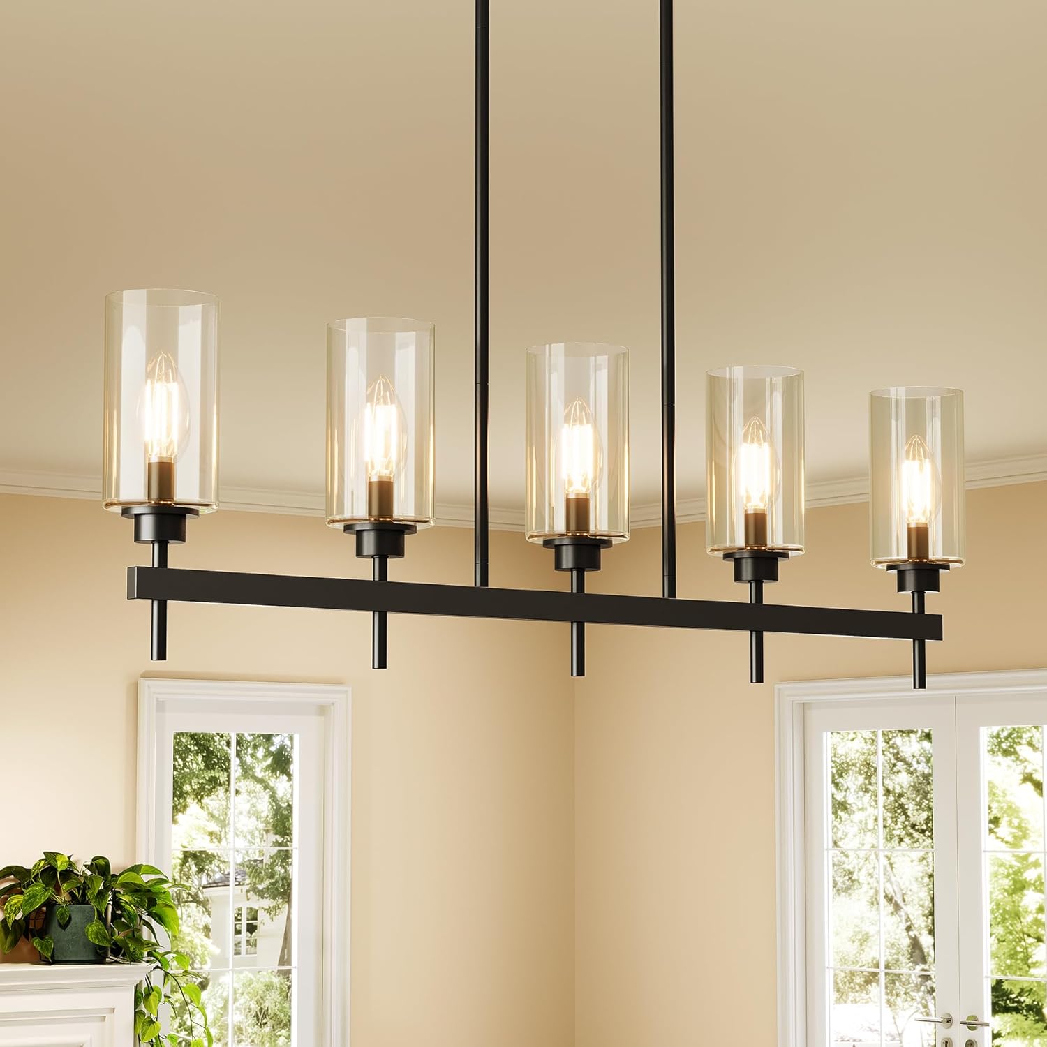 5 - Light Light Fixture, Farmhouse Dining Room Chandeliers Kitchen Island Ceiling Light Tribesigns
