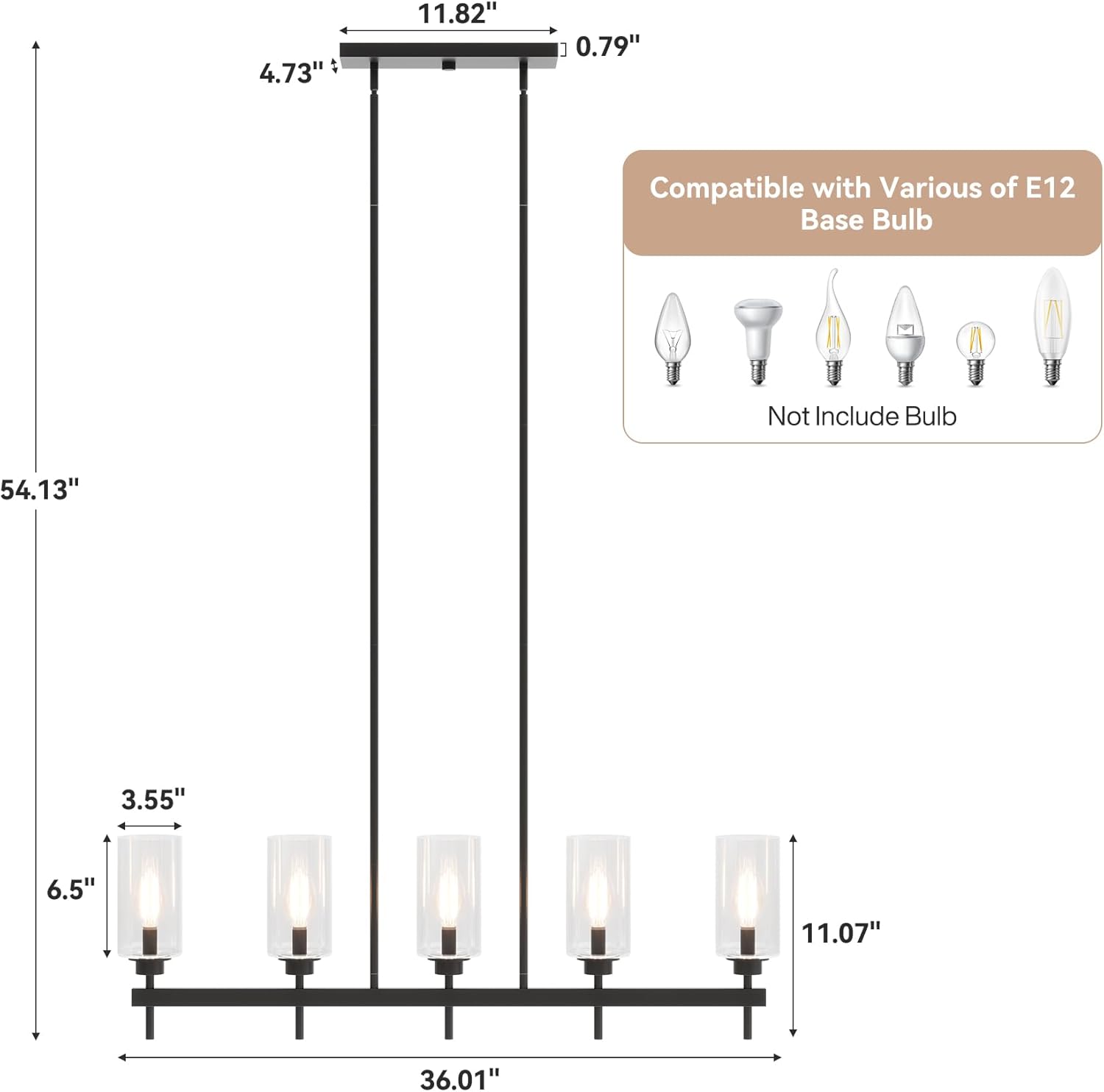 5 - Light Light Fixture, Farmhouse Dining Room Chandeliers Kitchen Island Ceiling Light Tribesigns