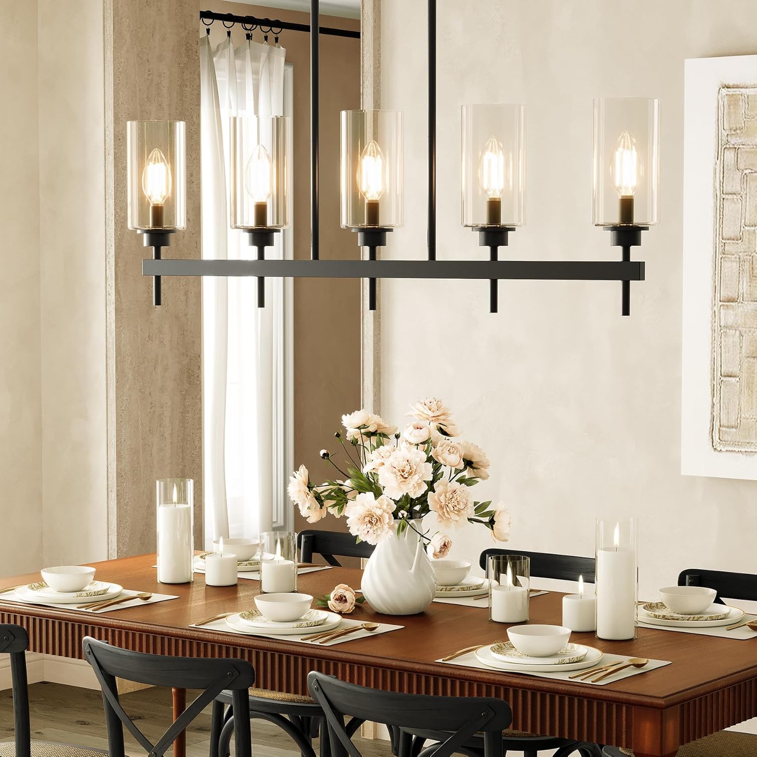 5 - Light Light Fixture, Farmhouse Dining Room Chandeliers Kitchen Island Ceiling Light Tribesigns
