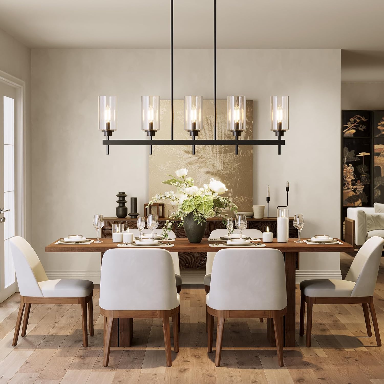 5 - Light Light Fixture, Farmhouse Dining Room Chandeliers Kitchen Island Ceiling Light Tribesigns