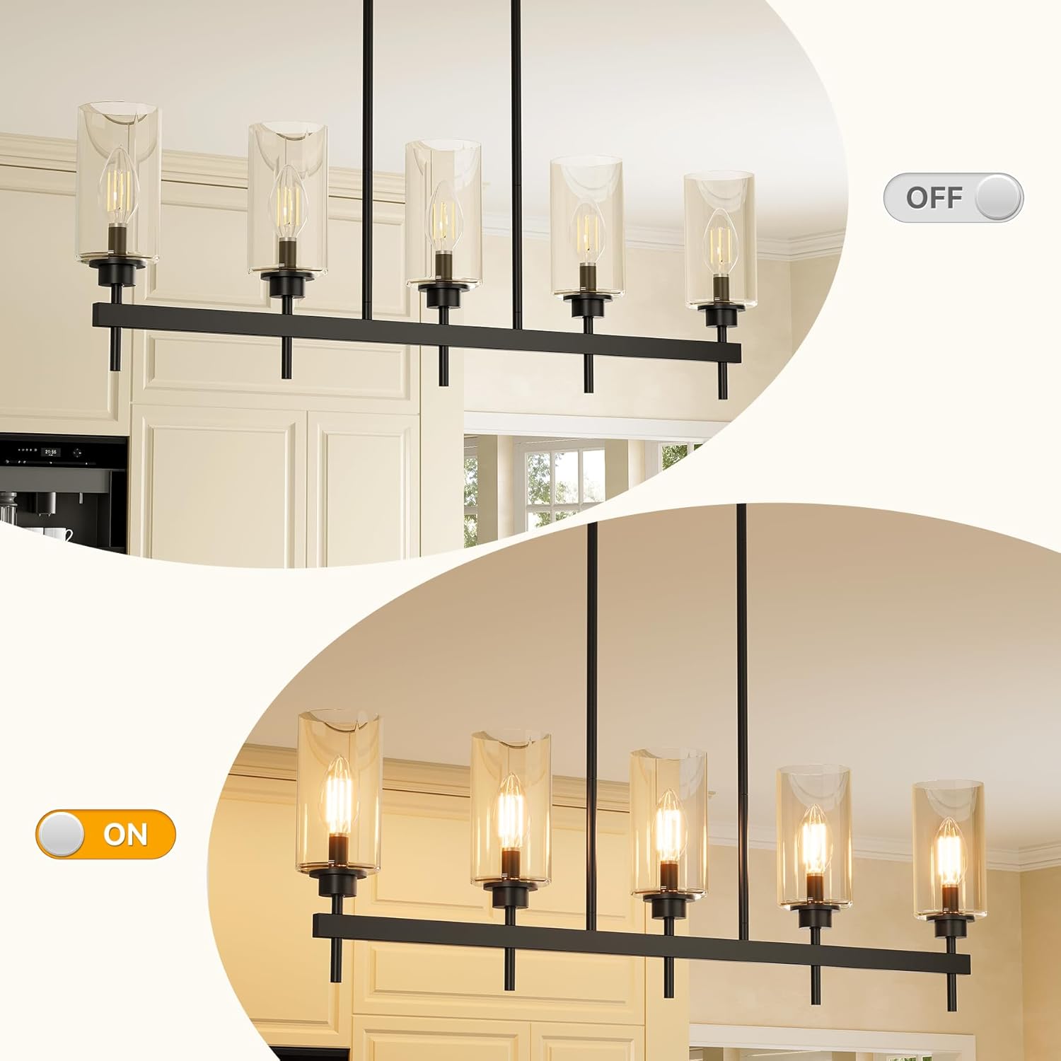 5 - Light Light Fixture, Farmhouse Dining Room Chandeliers Kitchen Island Ceiling Light Tribesigns