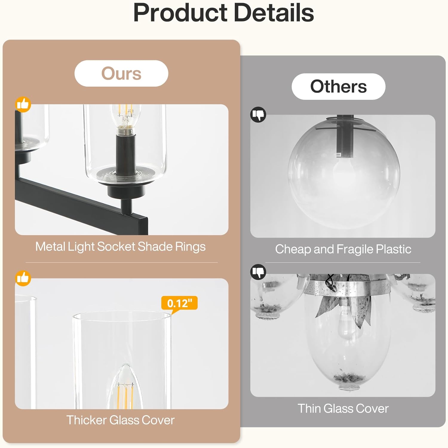 5 - Light Light Fixture, Farmhouse Dining Room Chandeliers Kitchen Island Ceiling Light Tribesigns