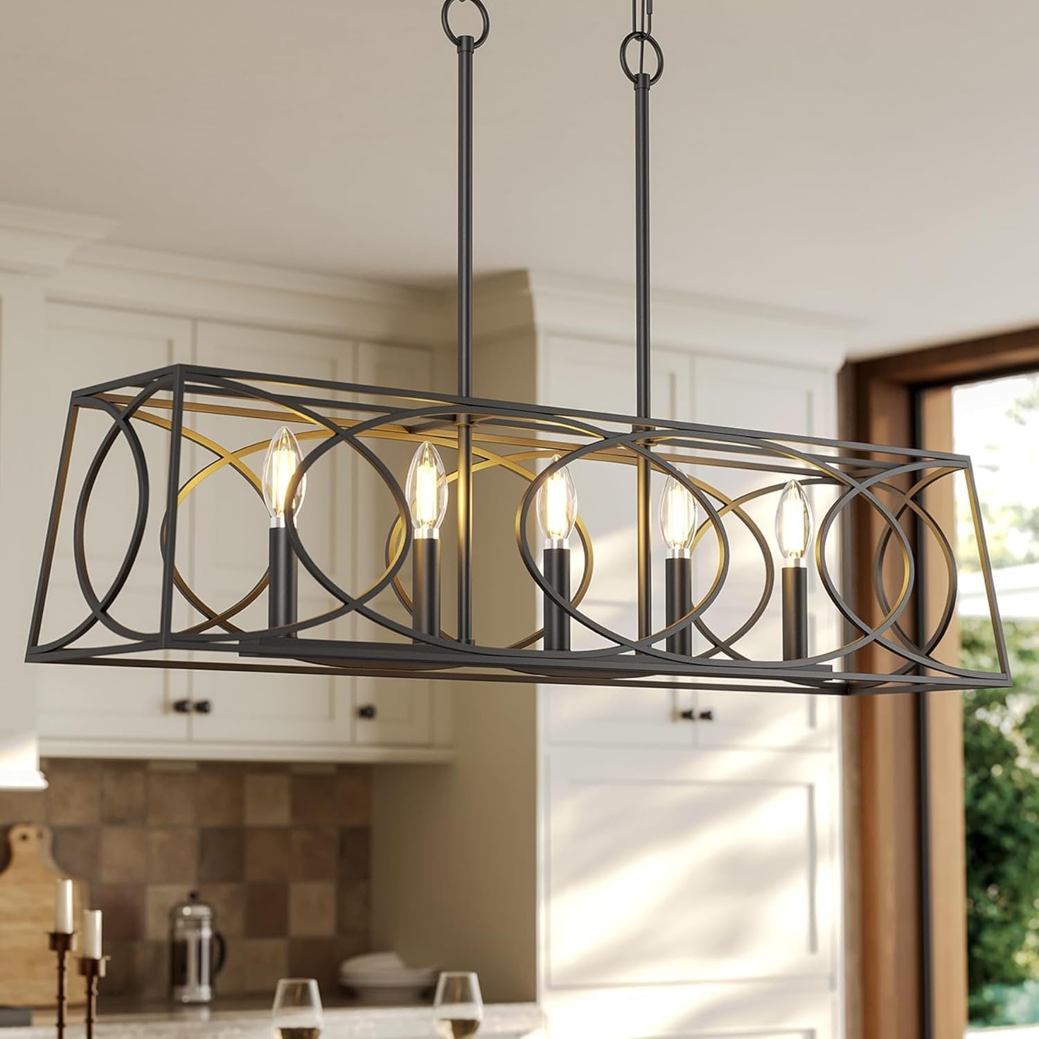 5-Lights Light Fixture, Modern Chandeliers Kitchen Island Ceiling Lighting