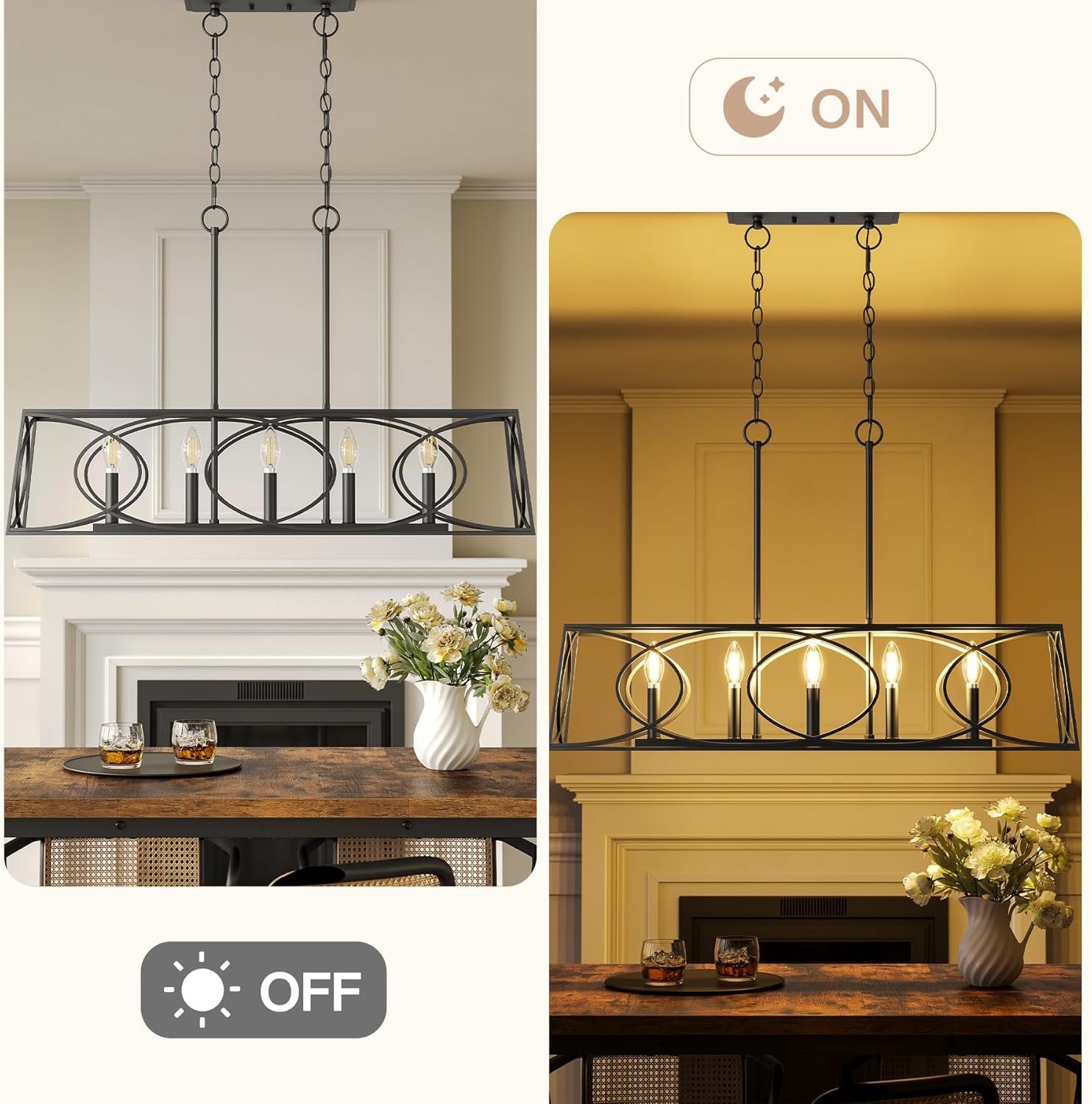 5-Lights Light Fixture, Modern Chandeliers Kitchen Island Ceiling Lighting