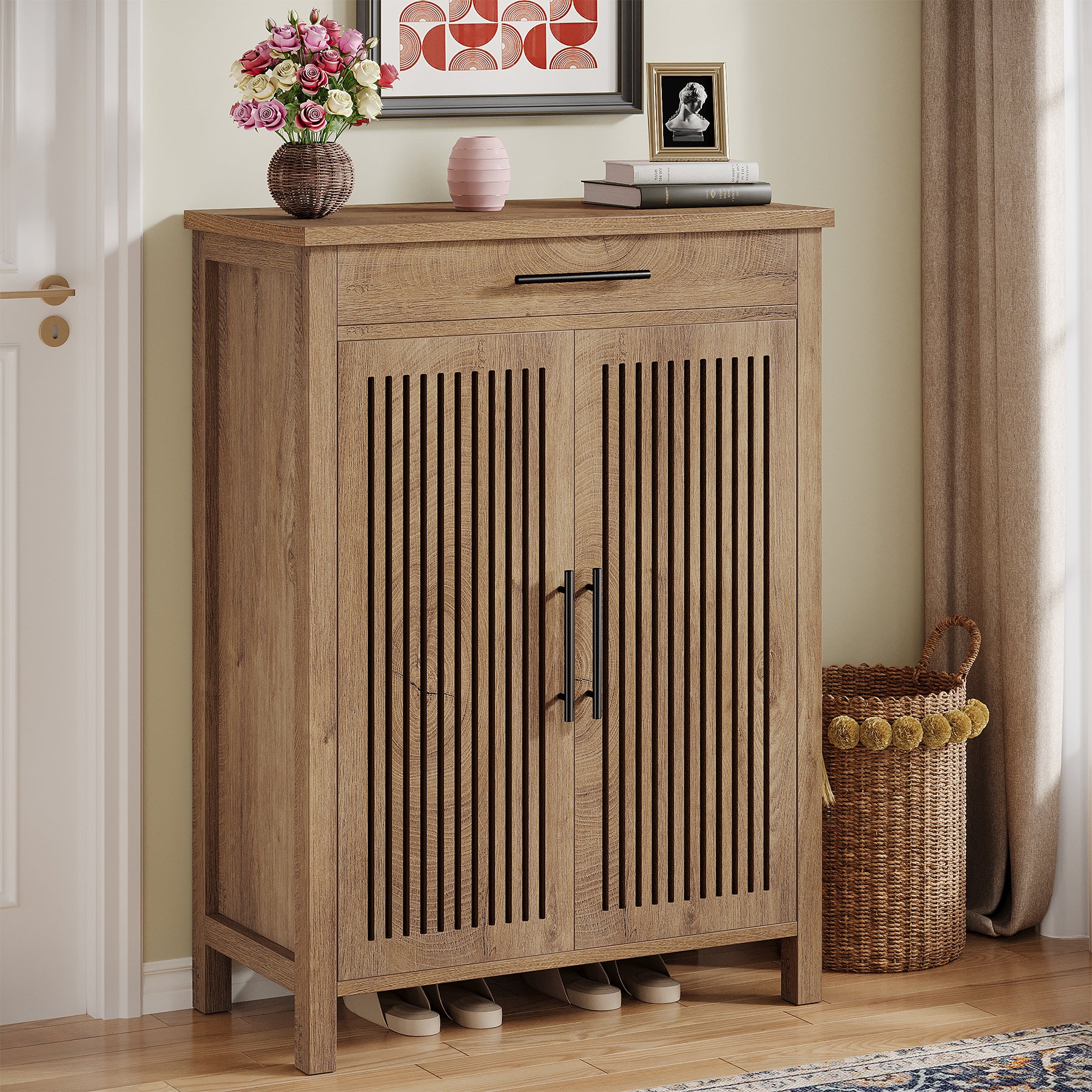 5-Tier Shoe Cabinet, Freestanding Shoe Rack Organizer with Adjustable Shelves