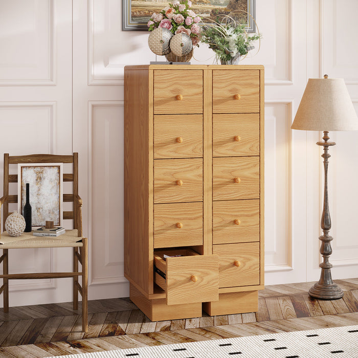 5-Drawer Chest, Wood Narrow Dresser Storage Chest of Drawers Tribesigns