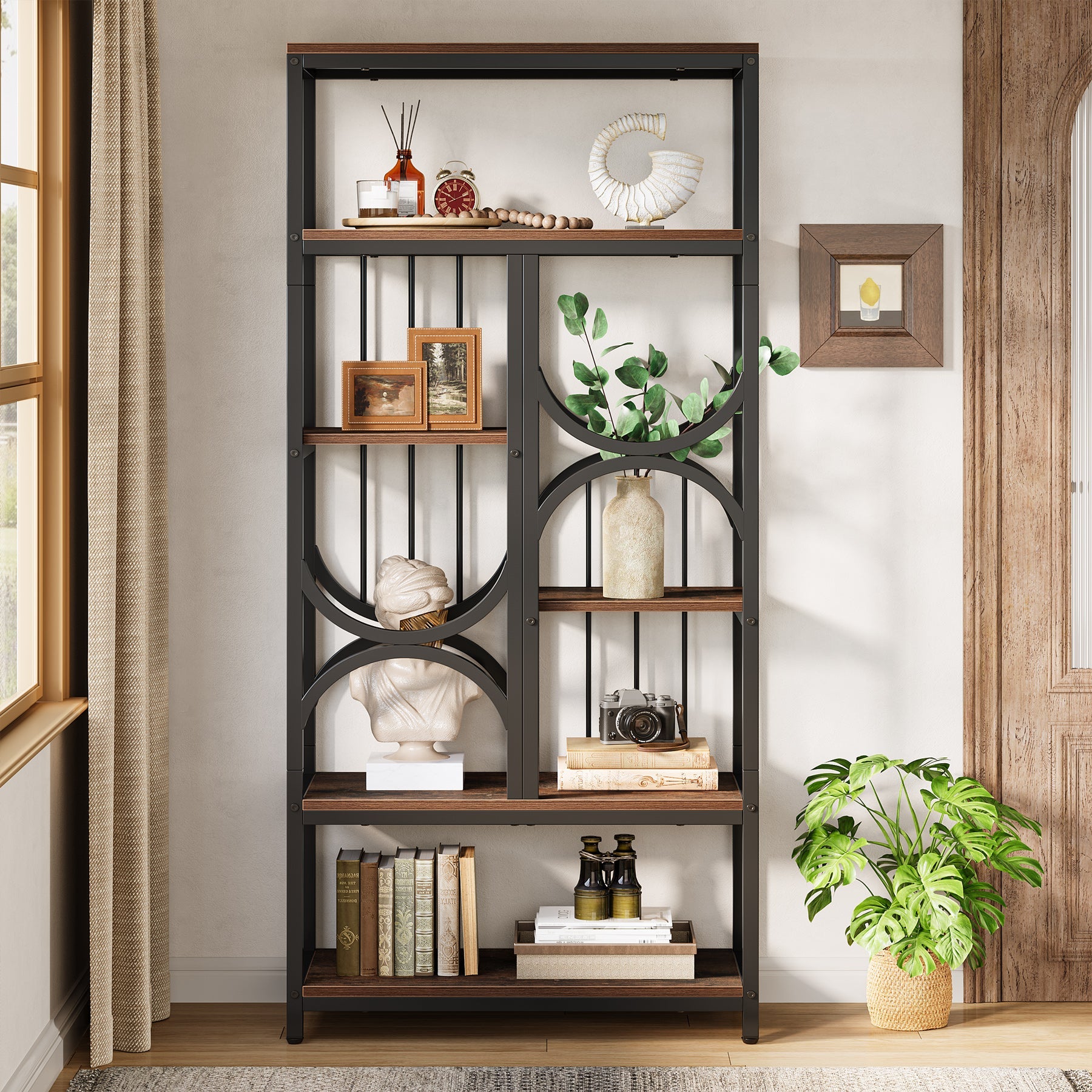 5 - Tier Bookshelf, Industrial 70.86" Etagere Bookcase Display Shelf Tribesigns