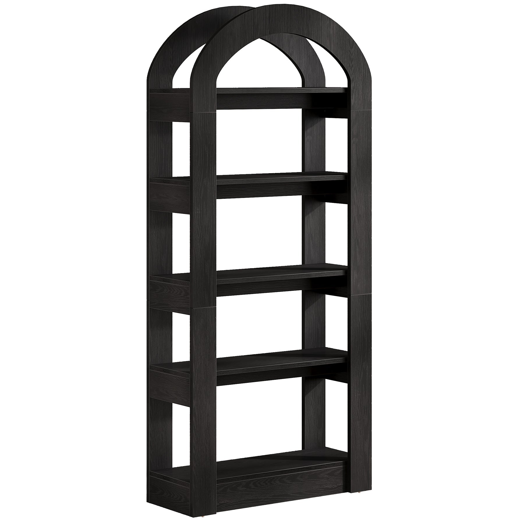 5 - Tier Bookshelf, Wooden Bookcase Display Shelf with Arch - Shape Tribesigns