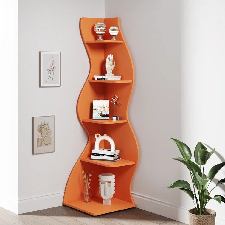 5 - Tier Corner Shelf, Modern Wall Corner Bookshelf Bookcase Tribesigns